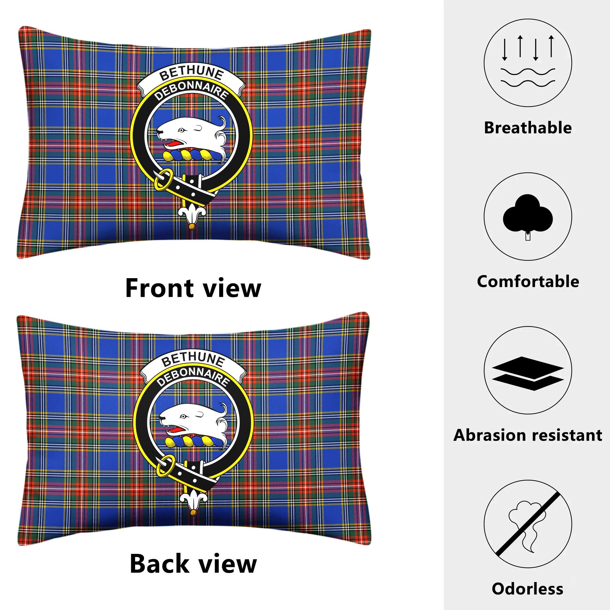 Bethune Ancient Tartan Crest Pillow Cover