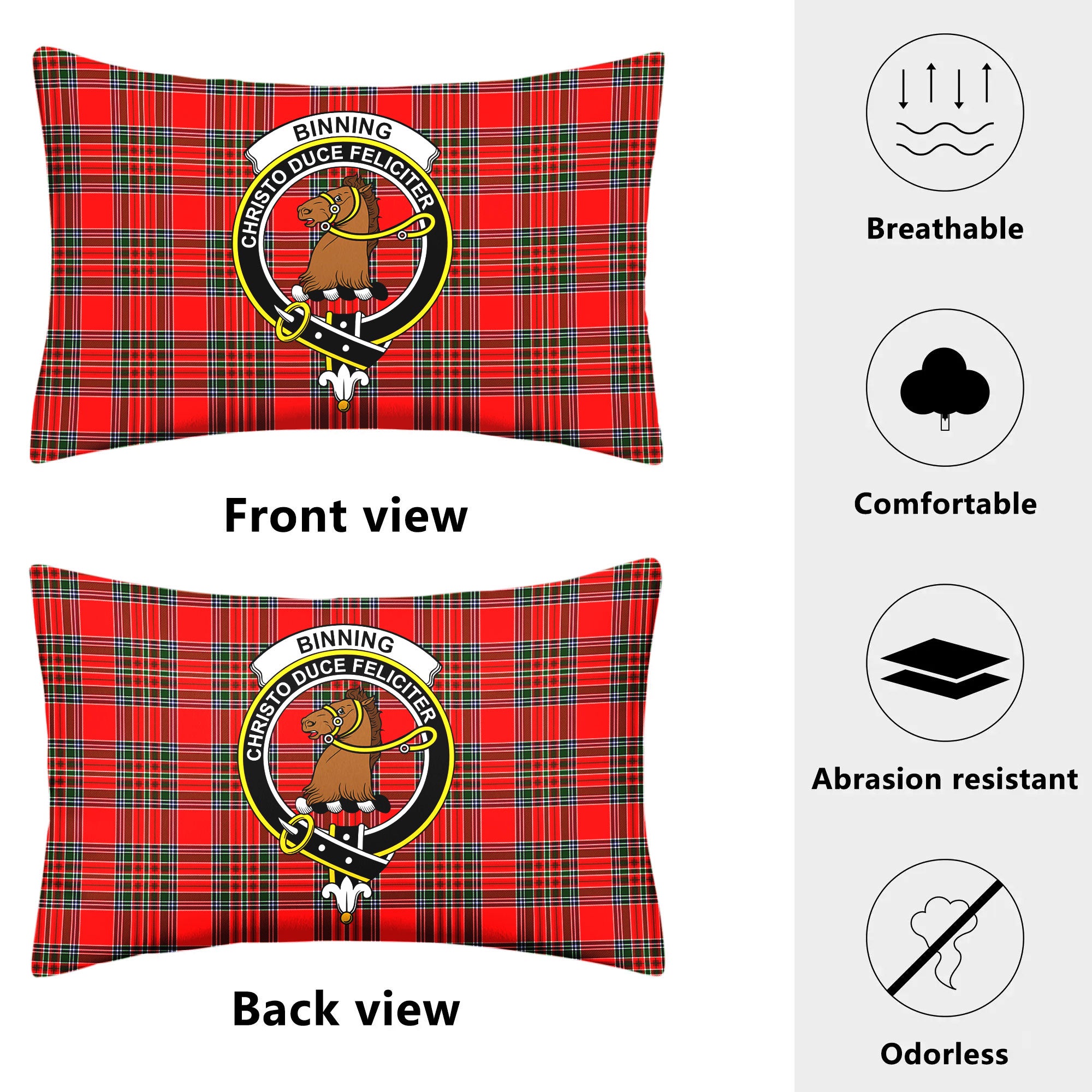 Binning (of Wallifoord) Tartan Crest Pillow Cover