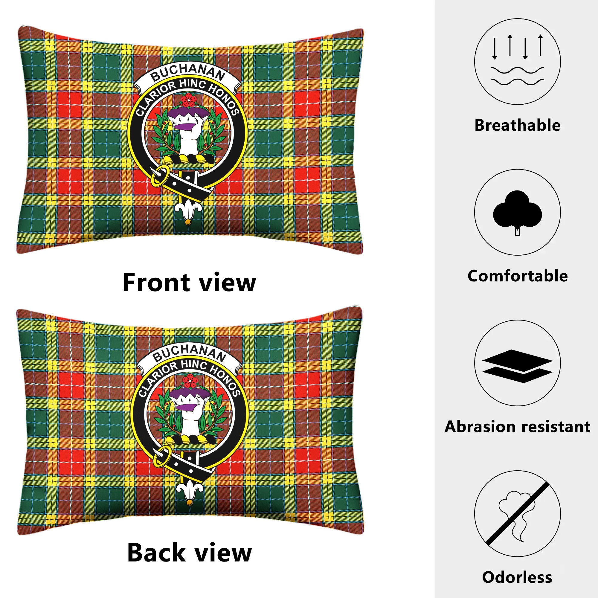 Buchanan Old Sett Tartan Crest Pillow Cover