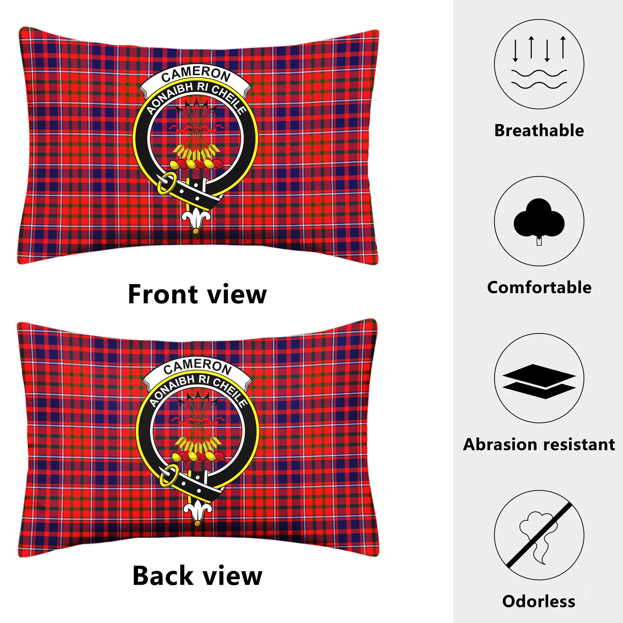 Cameron of Lochiel Modern Tartan Crest Pillow Cover