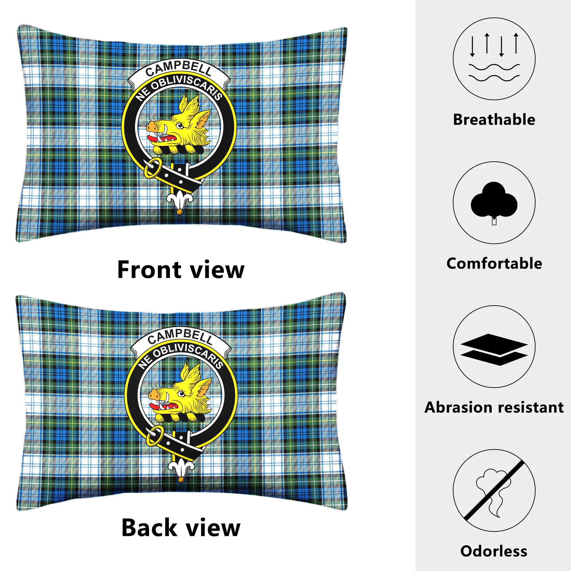 Campbell Dress Ancient Tartan Crest Pillow Cover