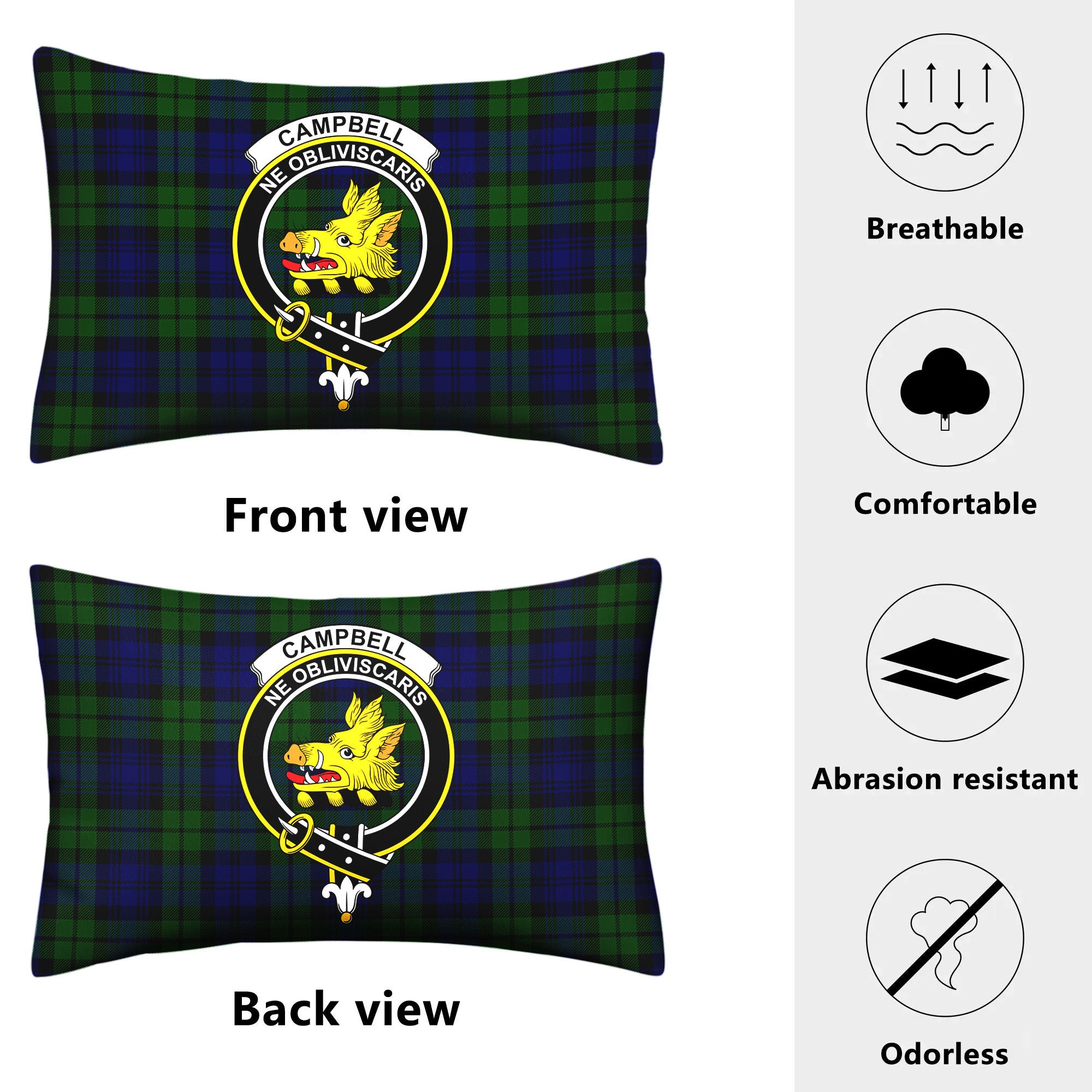 Campbell Modern Tartan Crest Pillow Cover