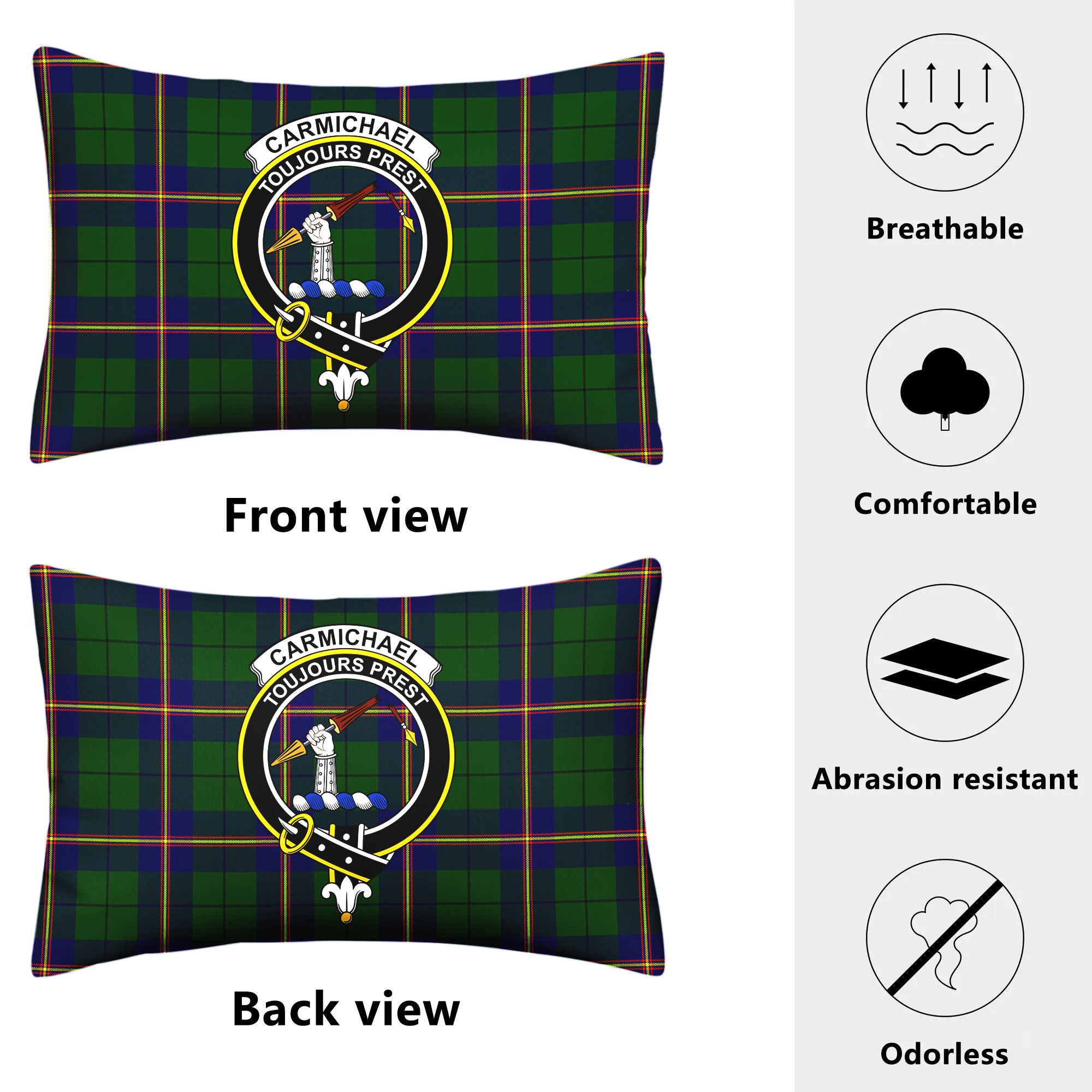 Carmichael Modern Tartan Crest Pillow Cover