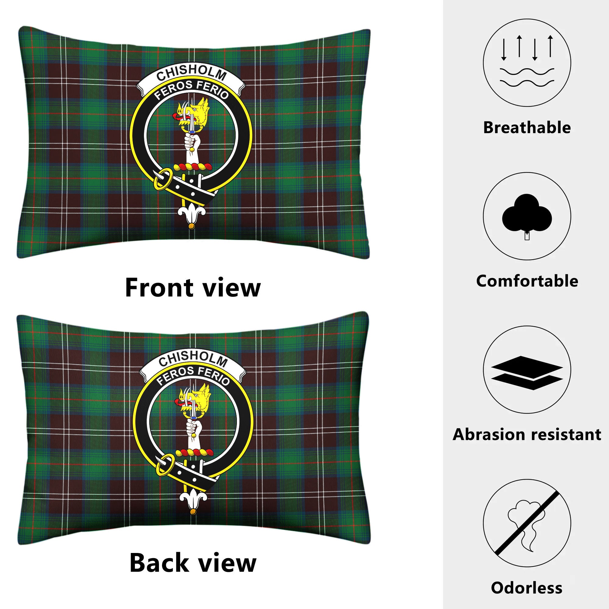 Chisholm Hunting Ancient Tartan Crest Pillow Cover