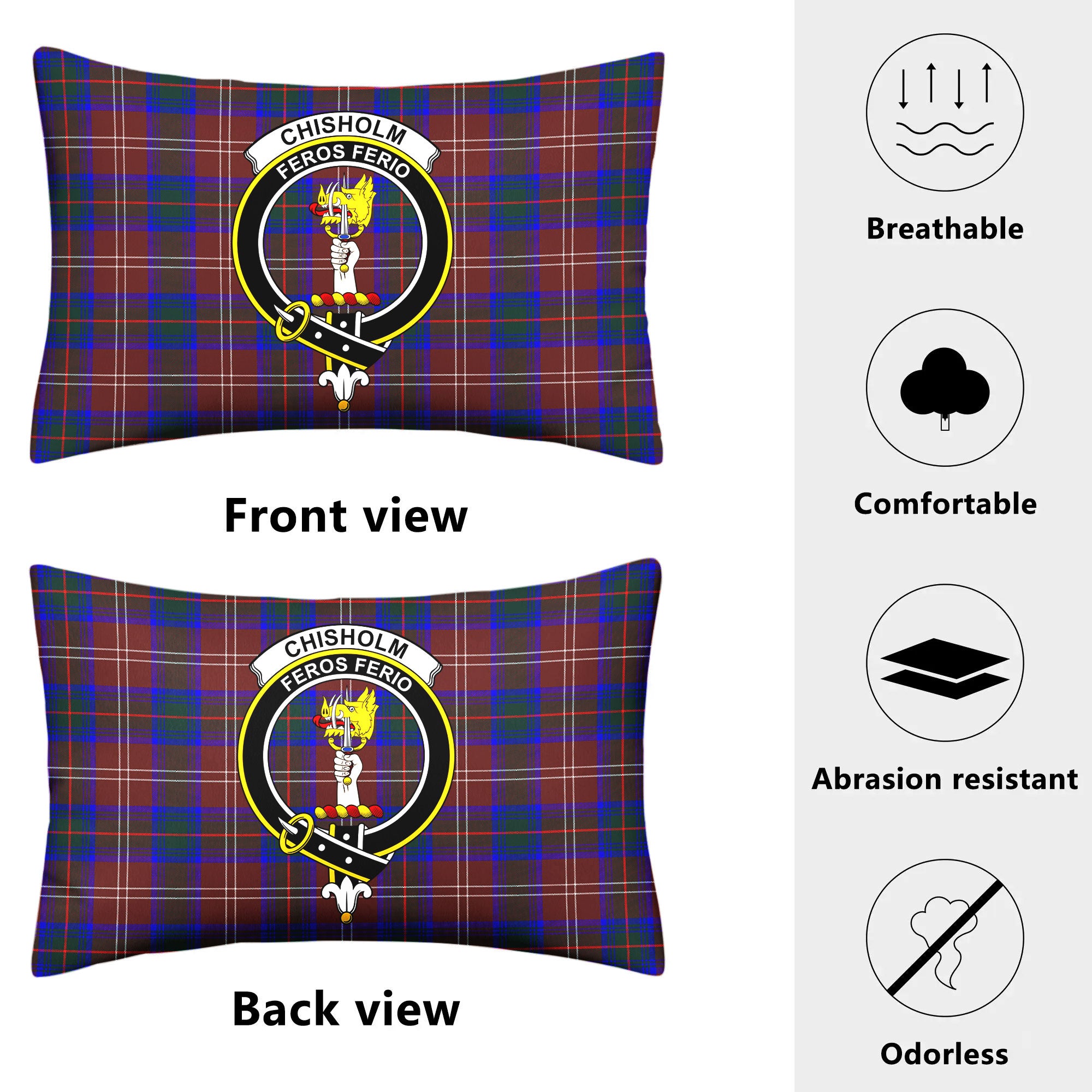 Chisholm Hunting Modern Tartan Crest Pillow Cover