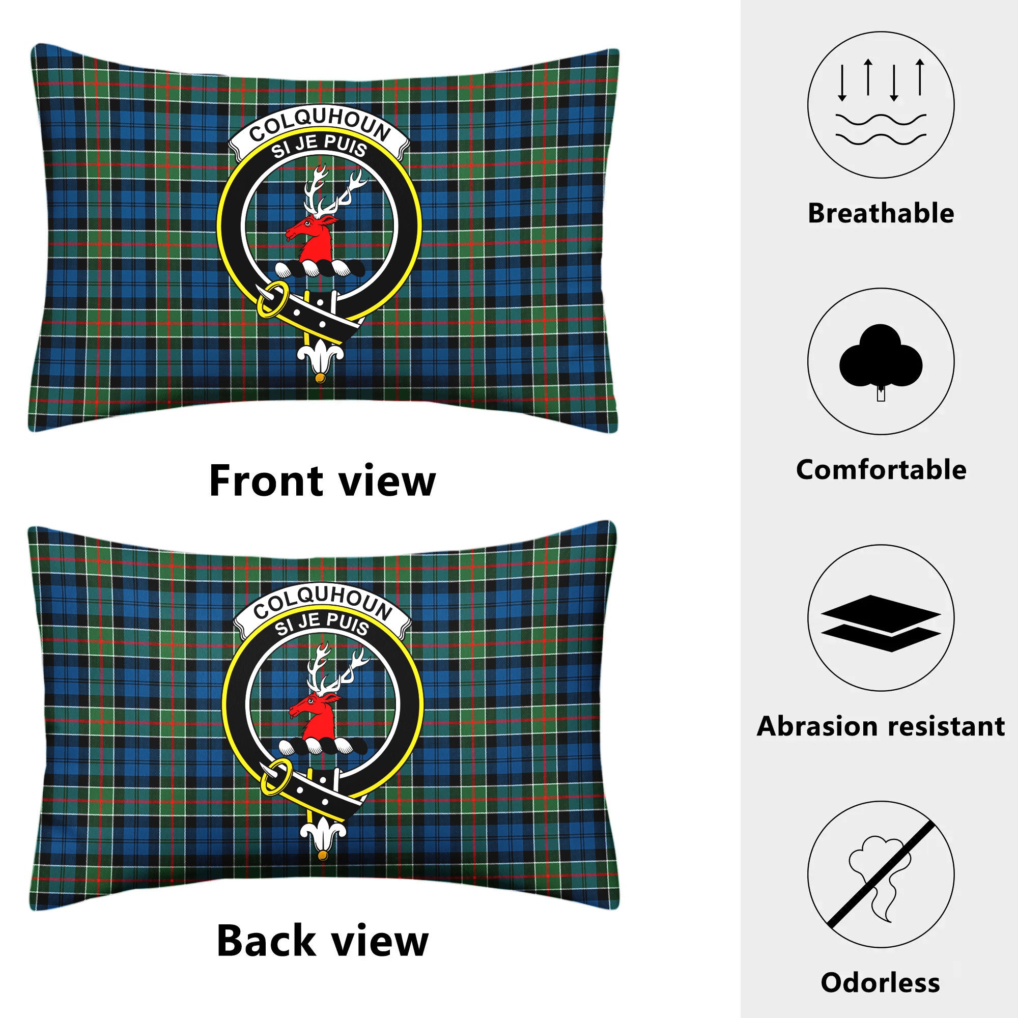 Colquhoun Ancient Tartan Crest Pillow Cover