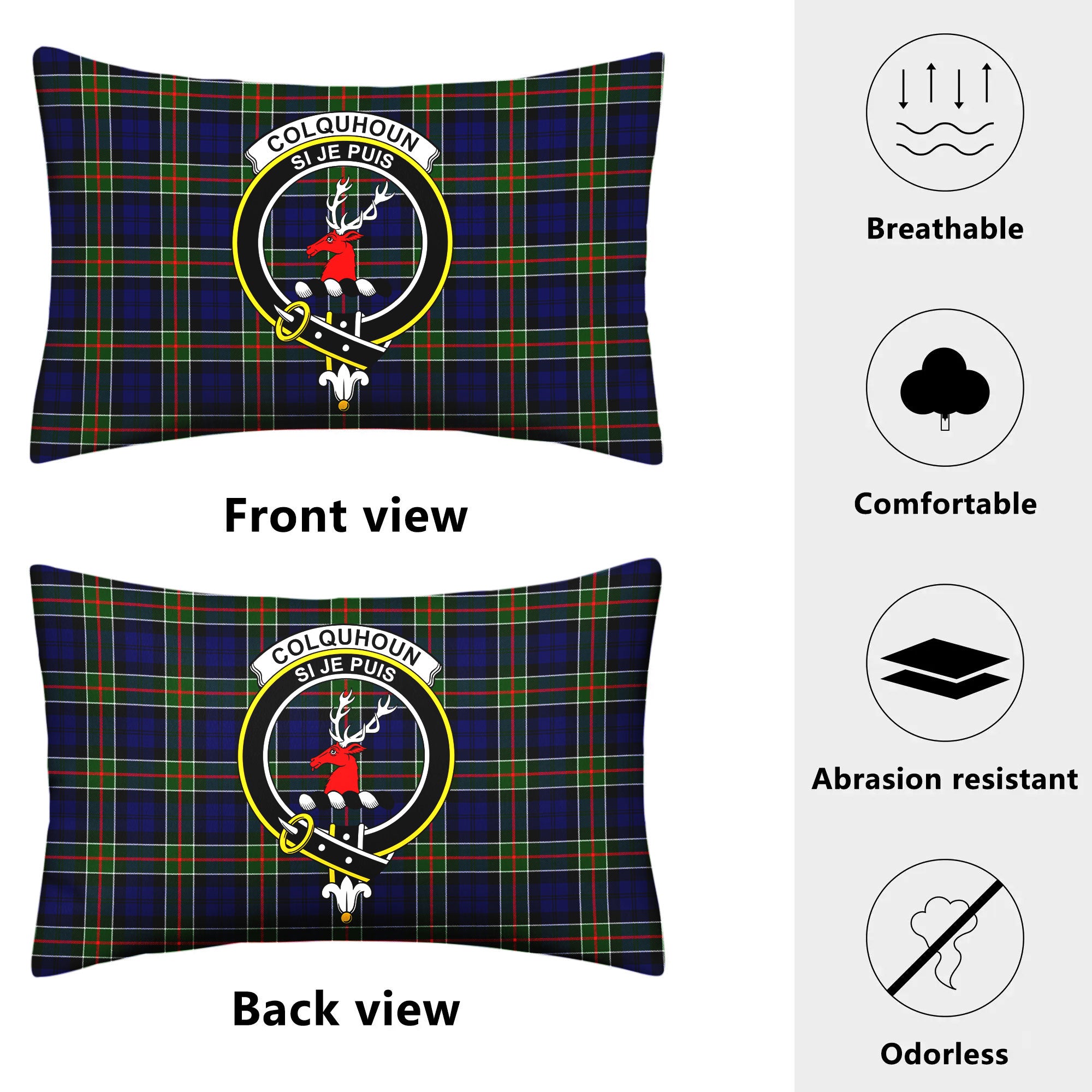 Colquhoun Modern Tartan Crest Pillow Cover