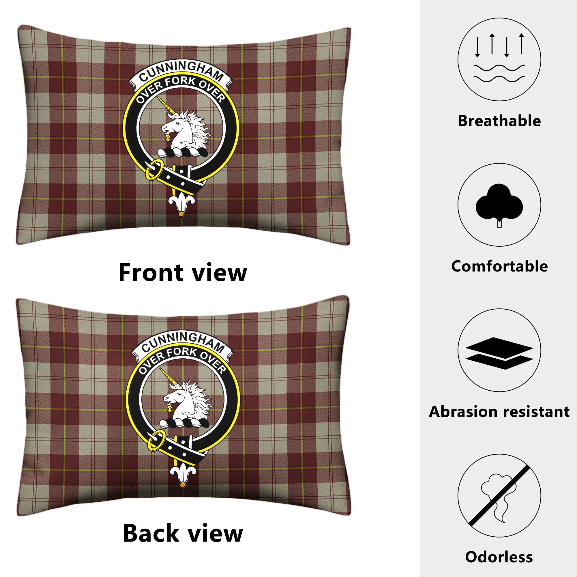 Cunningham Burgundy Dancers Tartan Crest Pillow Cover