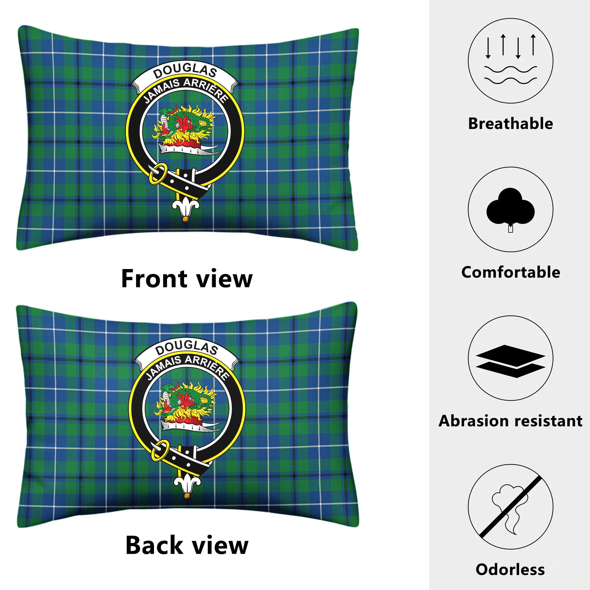 Douglas Ancient Tartan Crest Pillow Cover