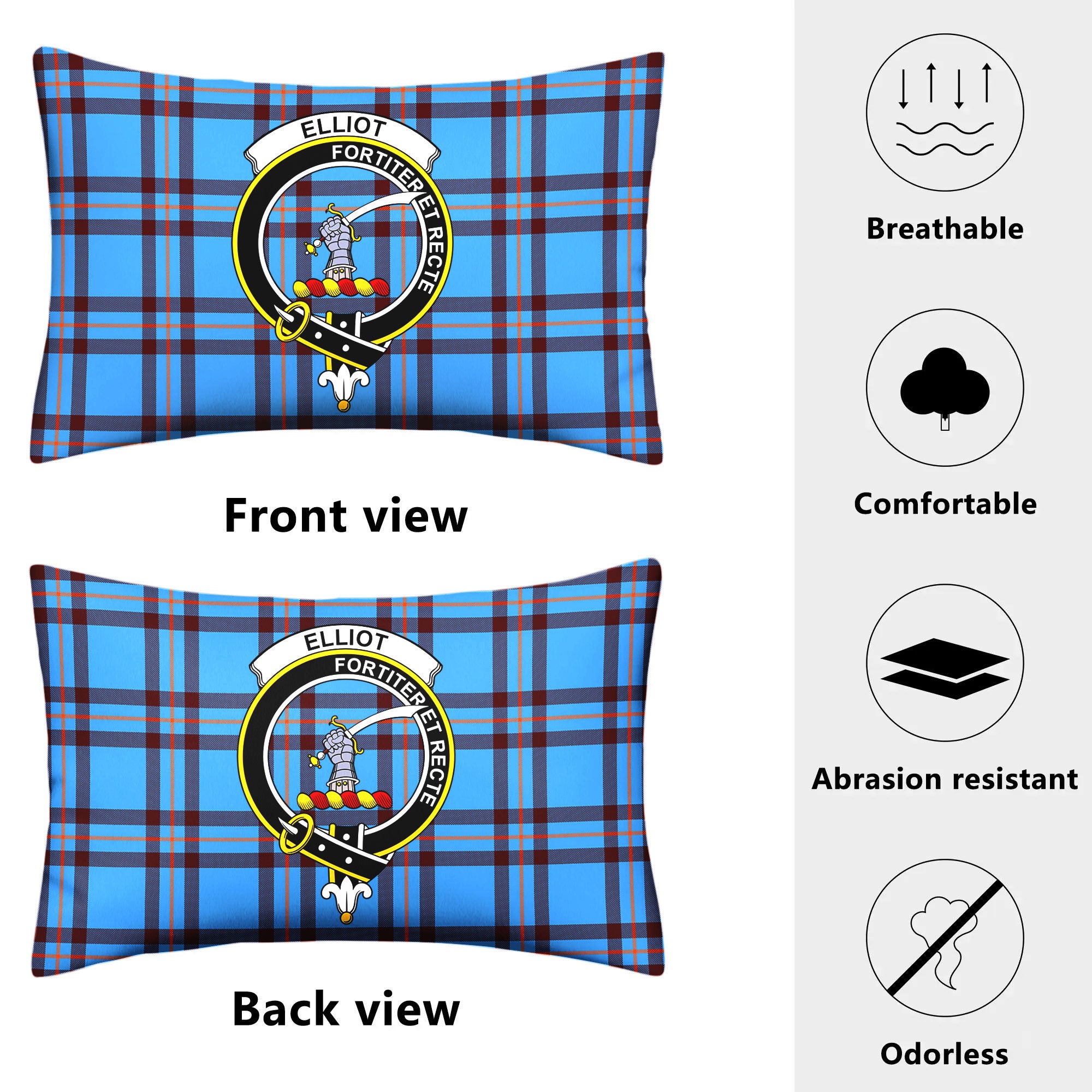 Elliot Ancient Tartan Crest Pillow Cover