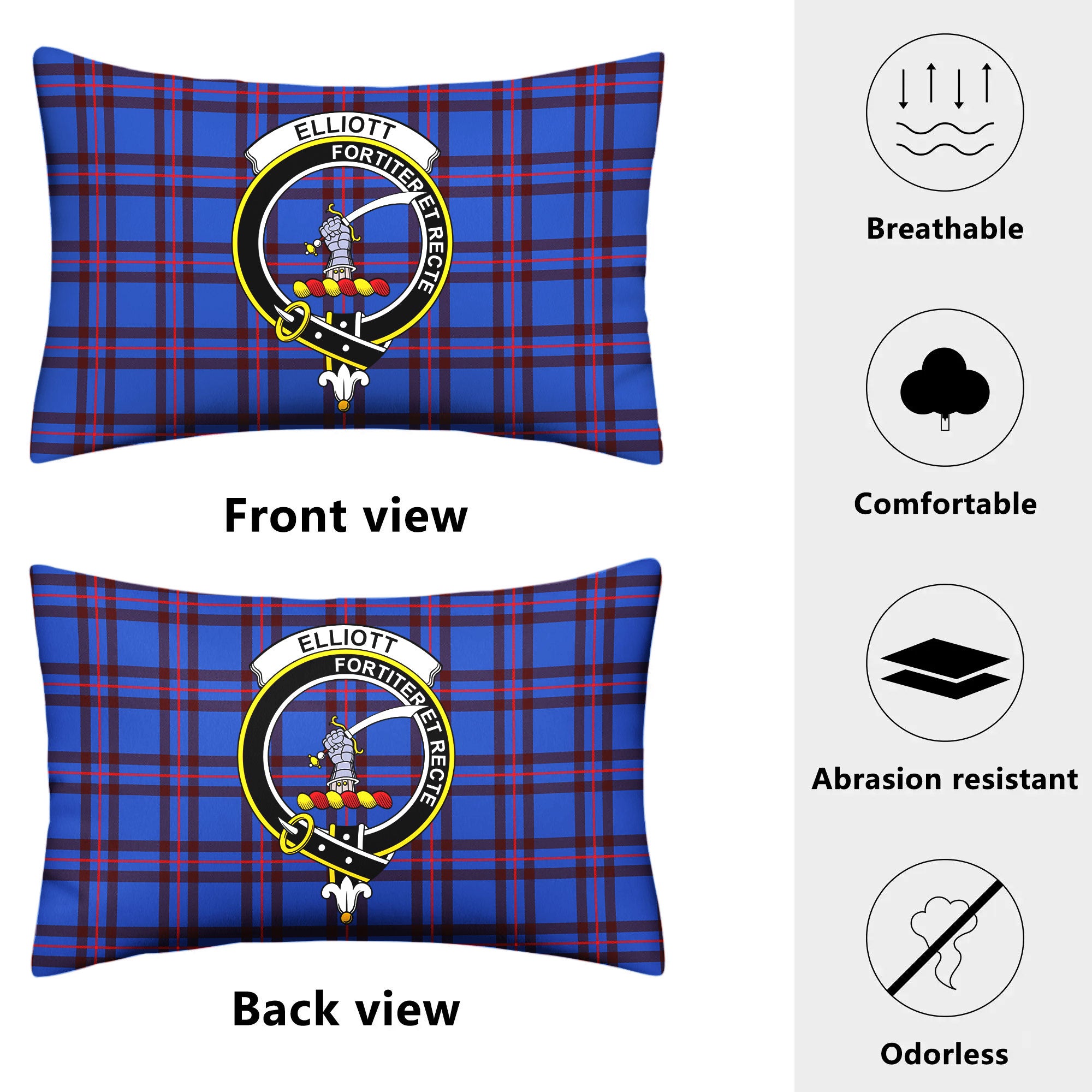 Elliott Modern Tartan Crest Pillow Cover