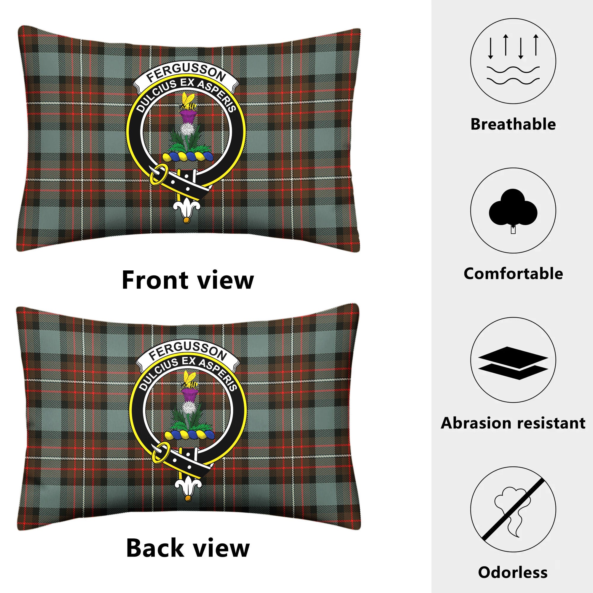 Fergusson Weathered Tartan Crest Pillow Cover