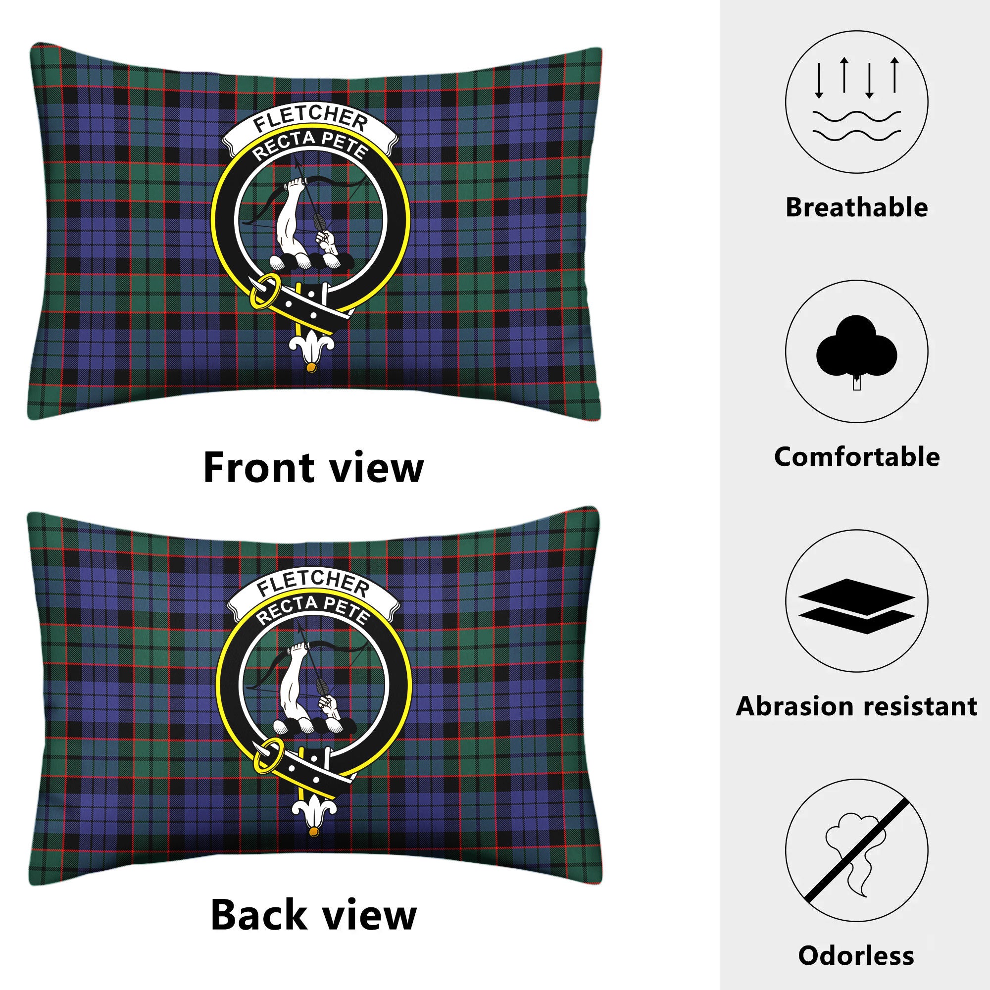 Fletcher Modern Tartan Crest Pillow Cover