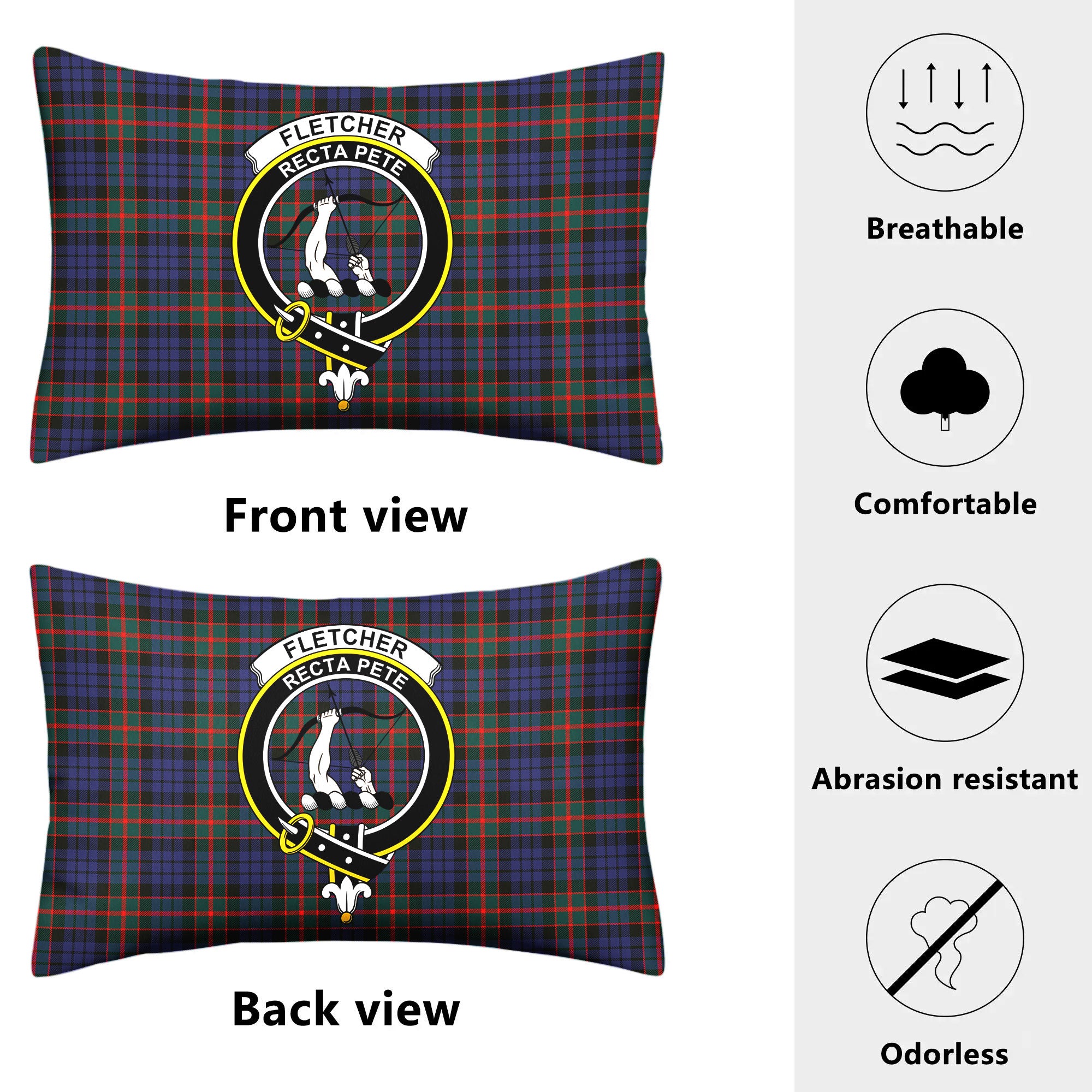 Fletcher of Dunans Tartan Crest Pillow Cover