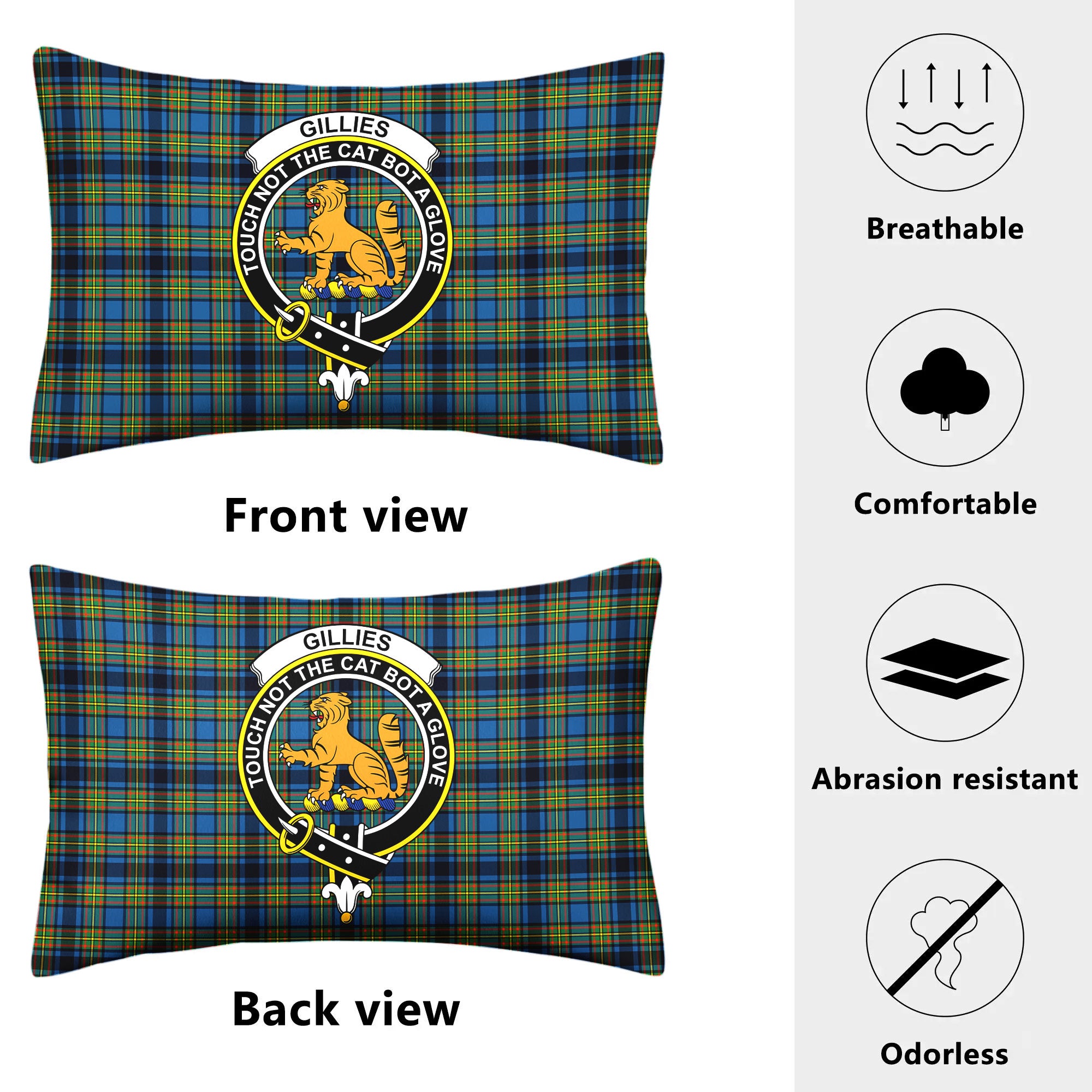 Gillies Ancient Tartan Crest Pillow Cover