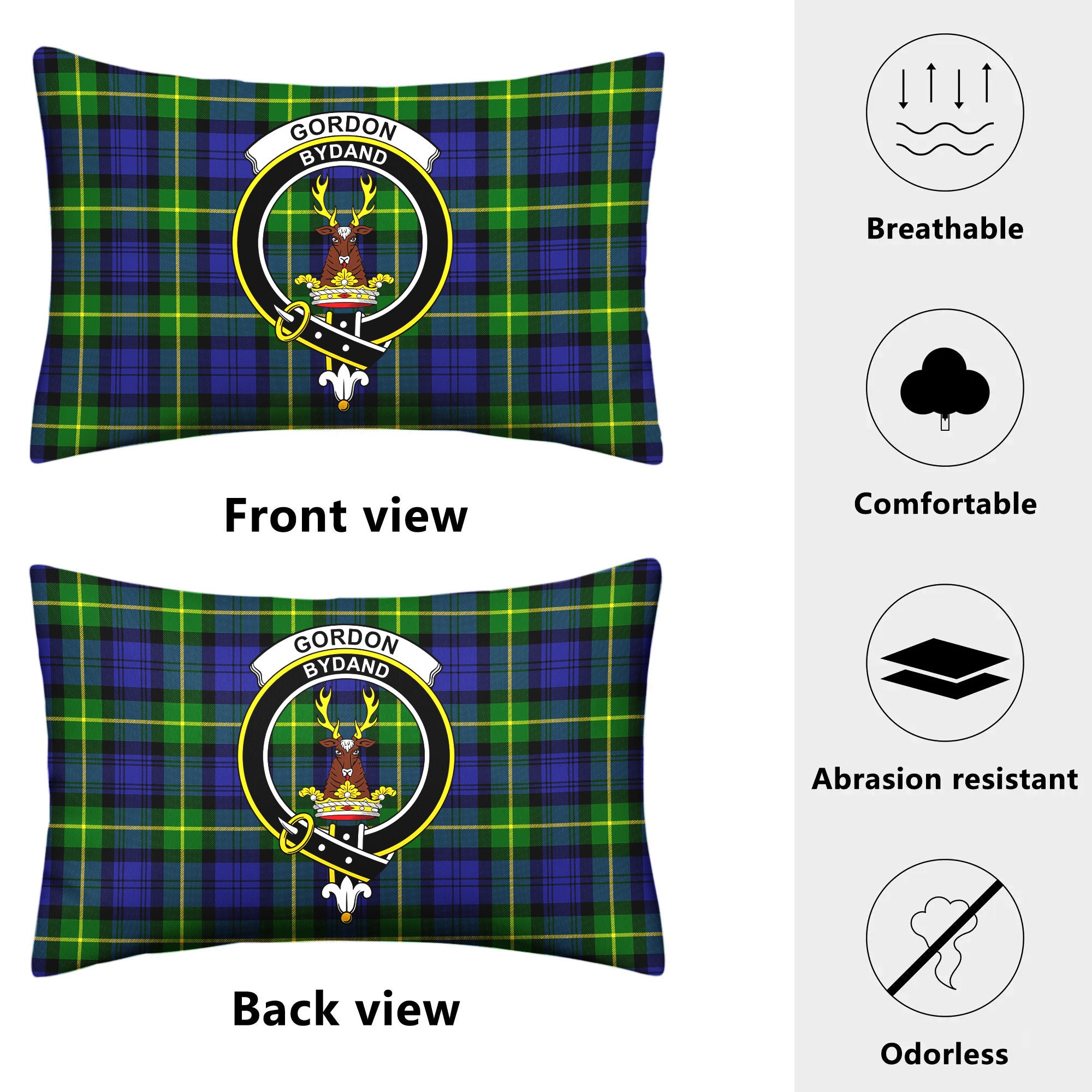 Gordon Modern Tartan Crest Pillow Cover