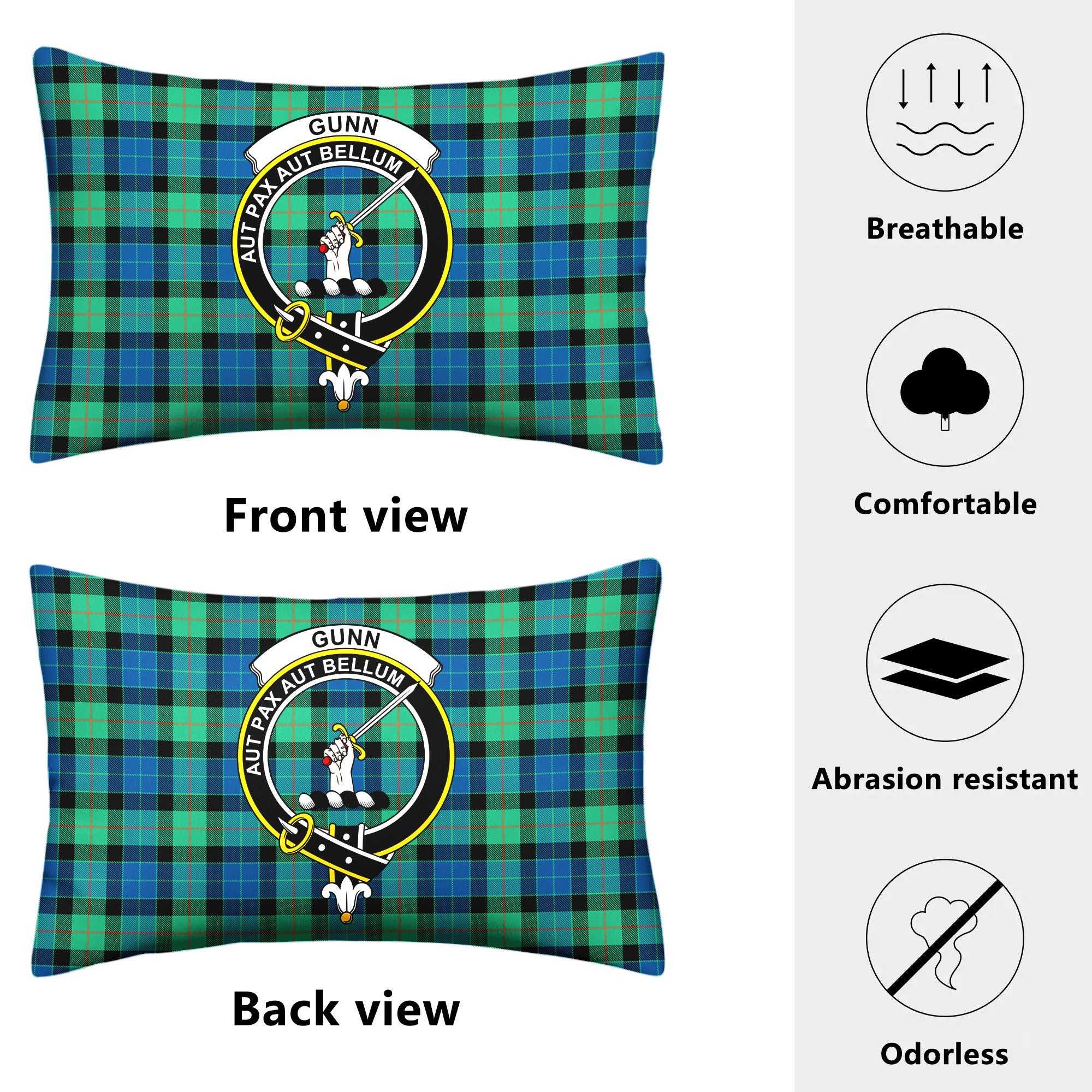 Gunn Ancient Tartan Crest Pillow Cover