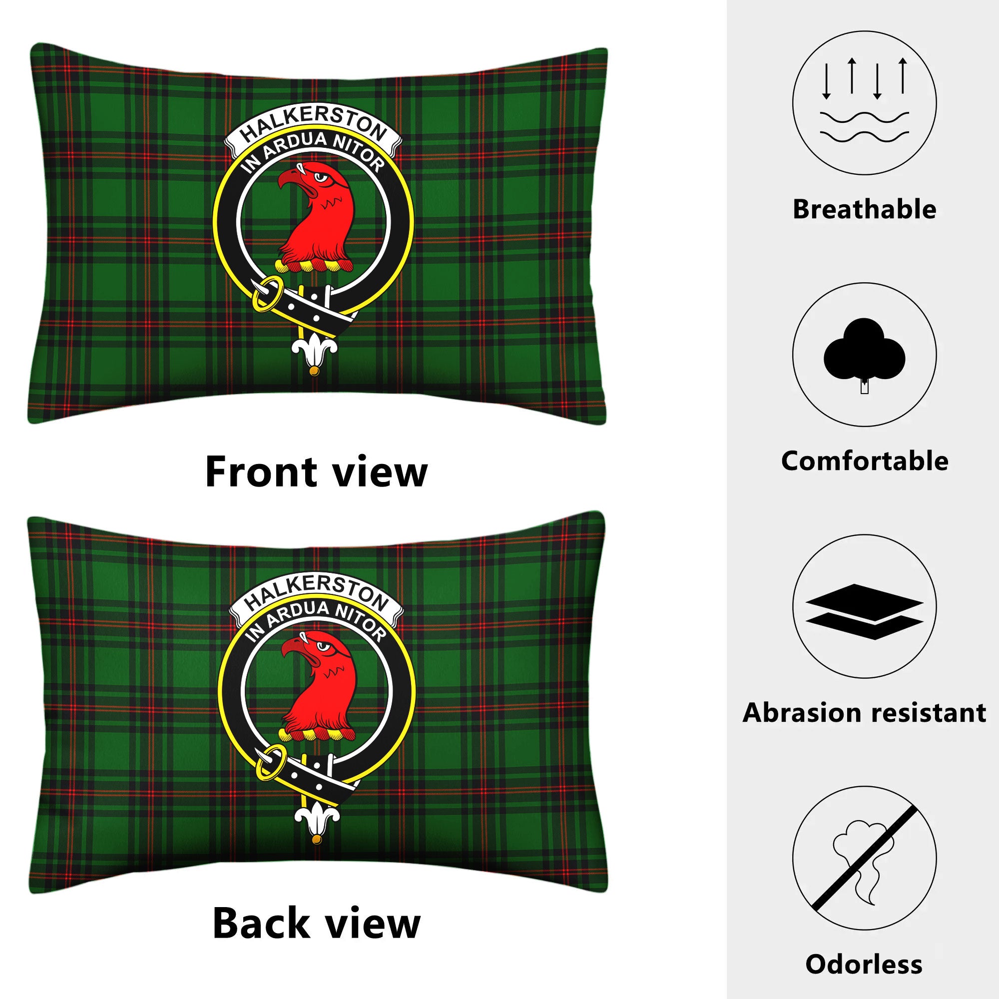 Halkerston Tartan Crest Pillow Cover