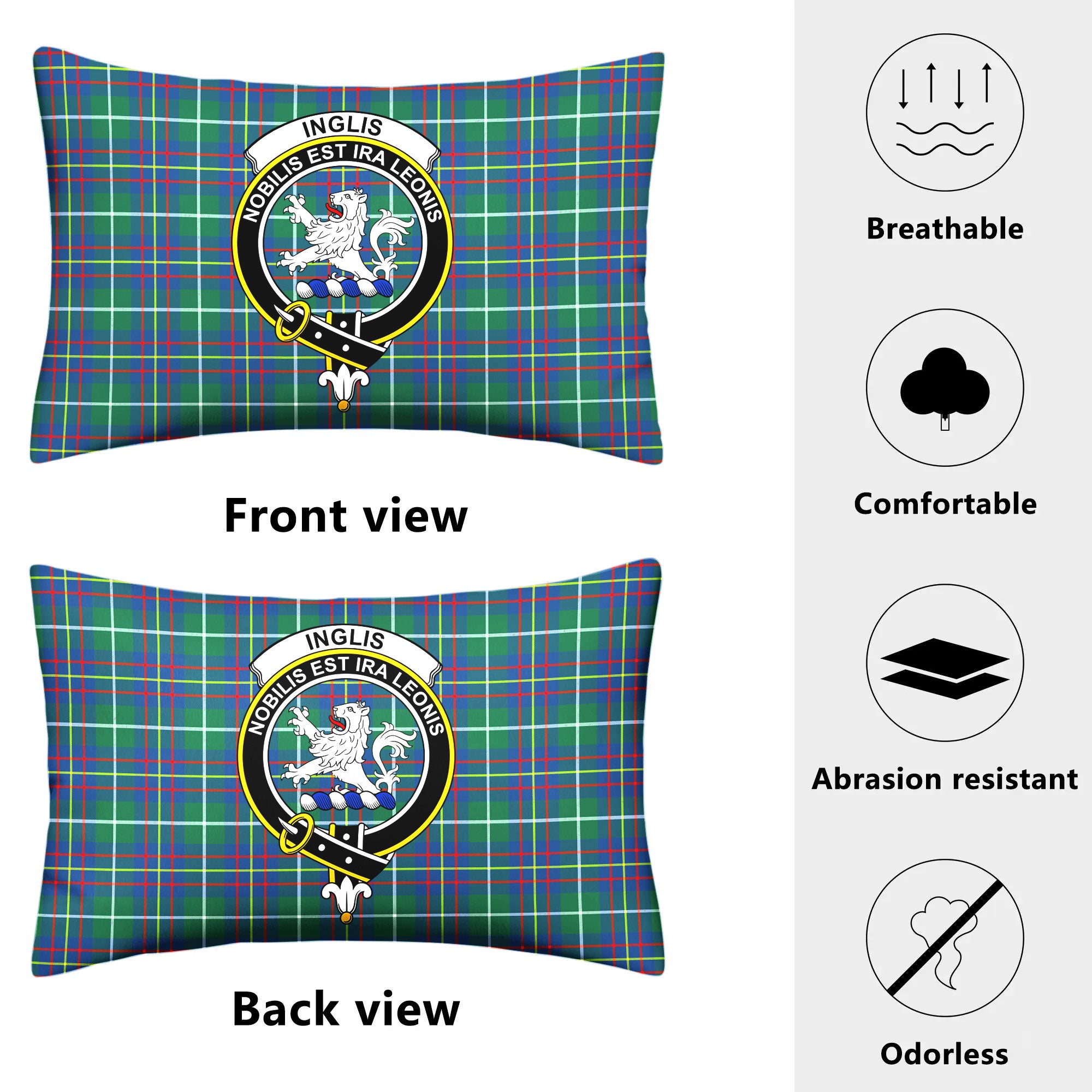 Inglis Ancient Tartan Crest Pillow Cover