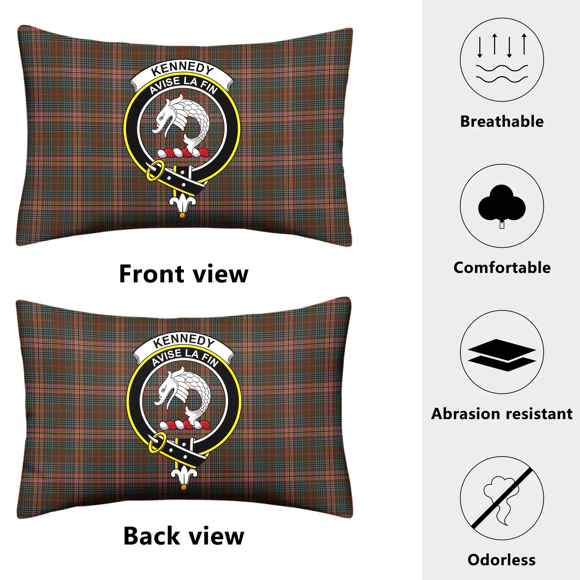 Kennedy Weathered Tartan Crest Pillow Cover