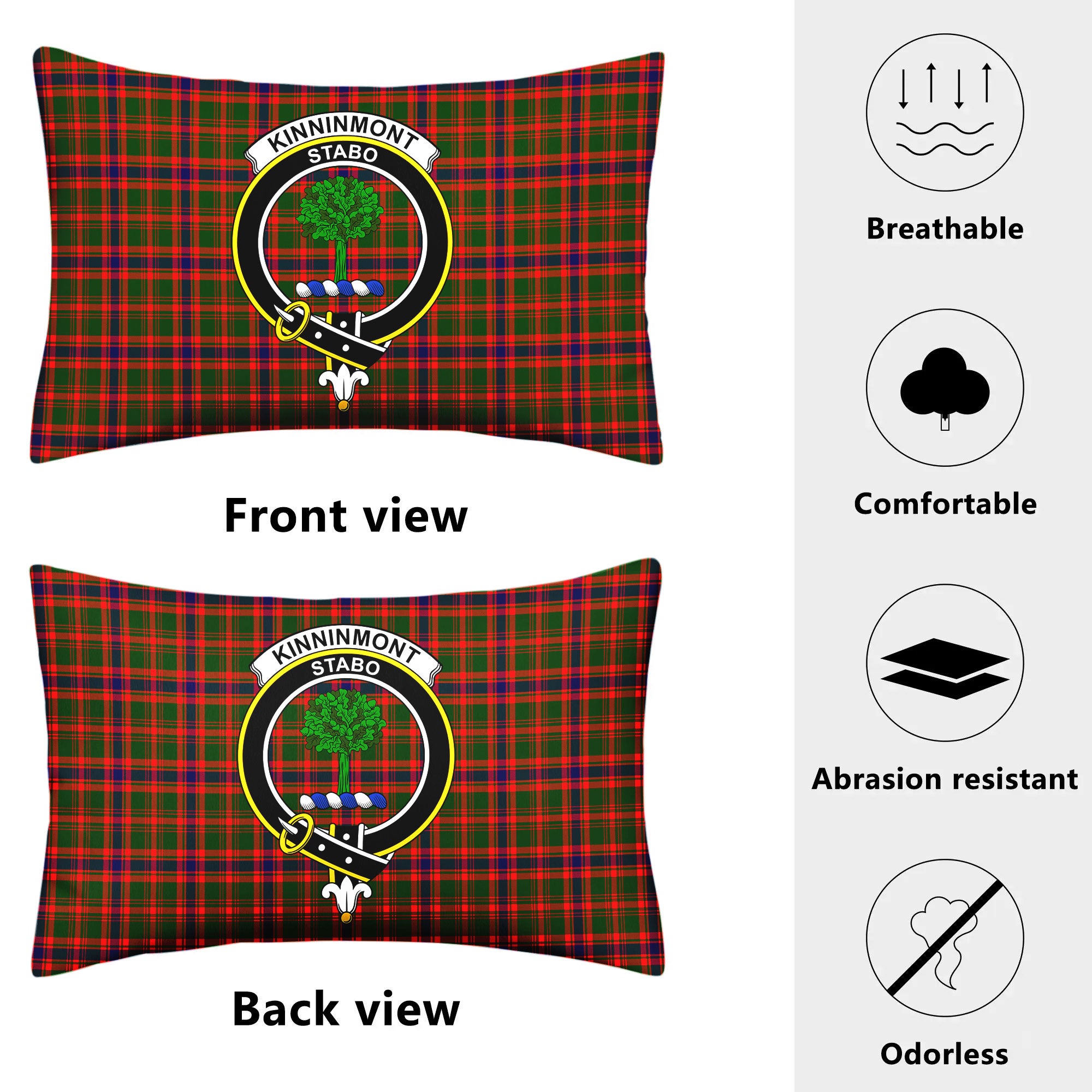 Kinninmont Tartan Crest Pillow Cover