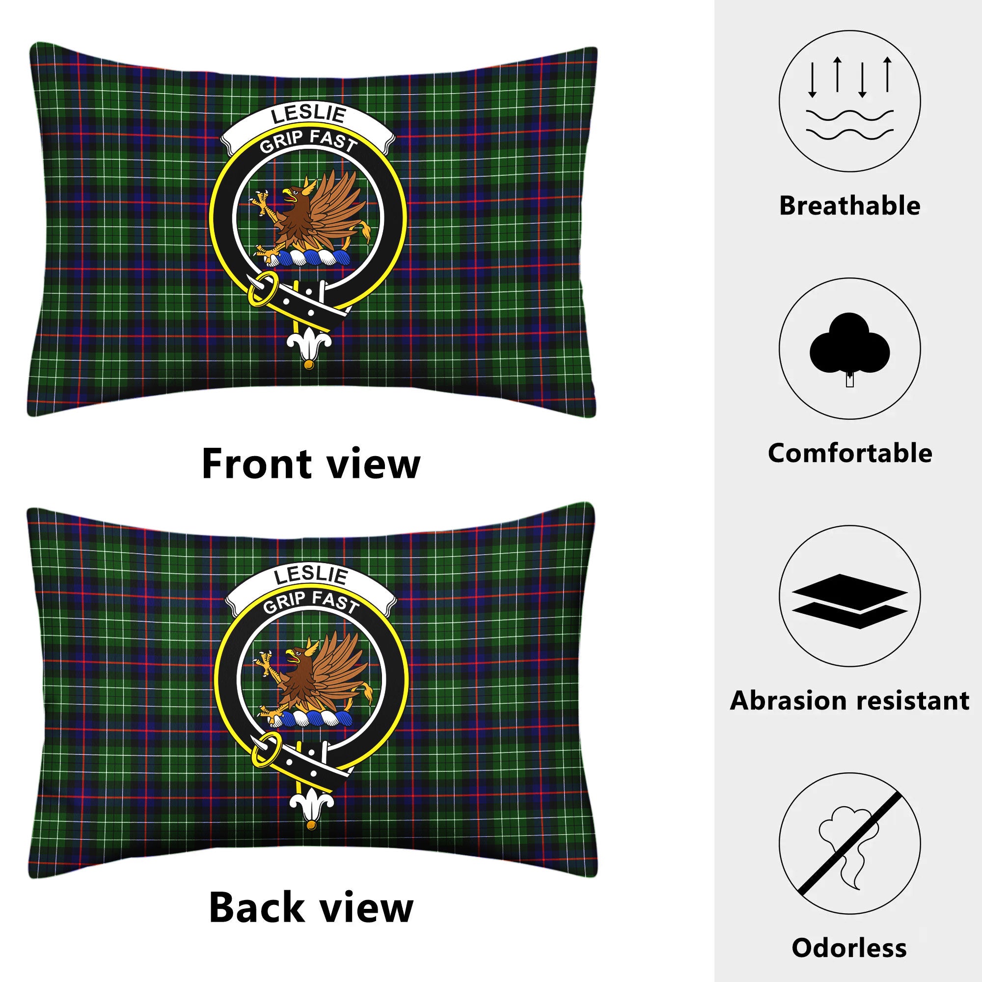 Leslie Hunting Tartan Crest Pillow Cover