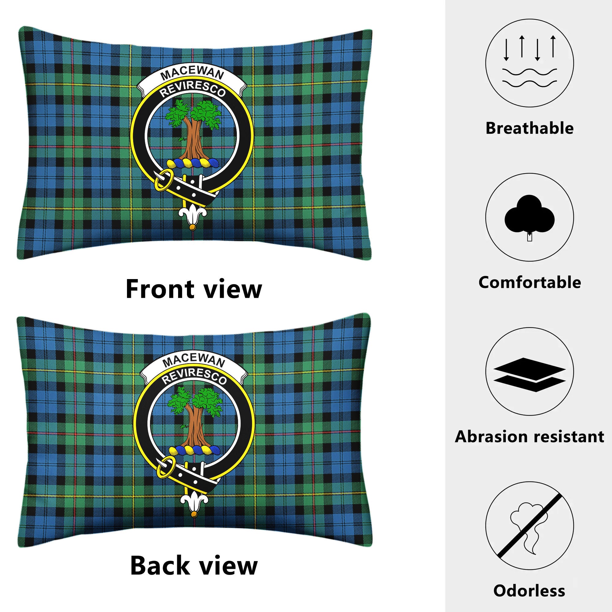 MacEwan Ancient Tartan Crest Pillow Cover