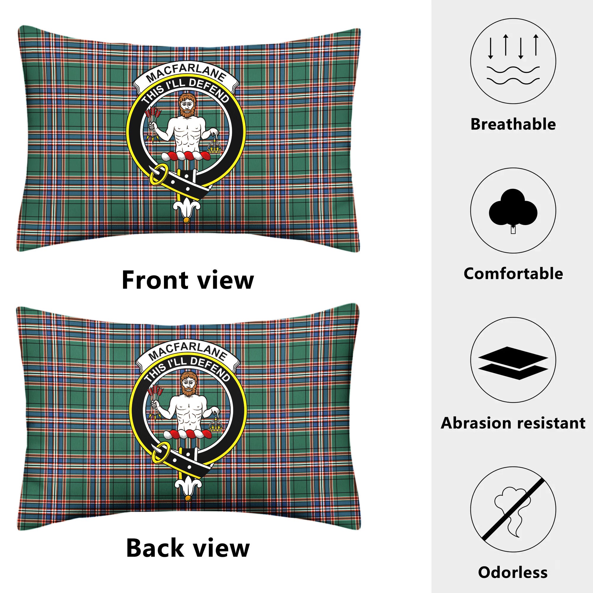 MacFarlane Hunting Ancient Tartan Crest Pillow Cover