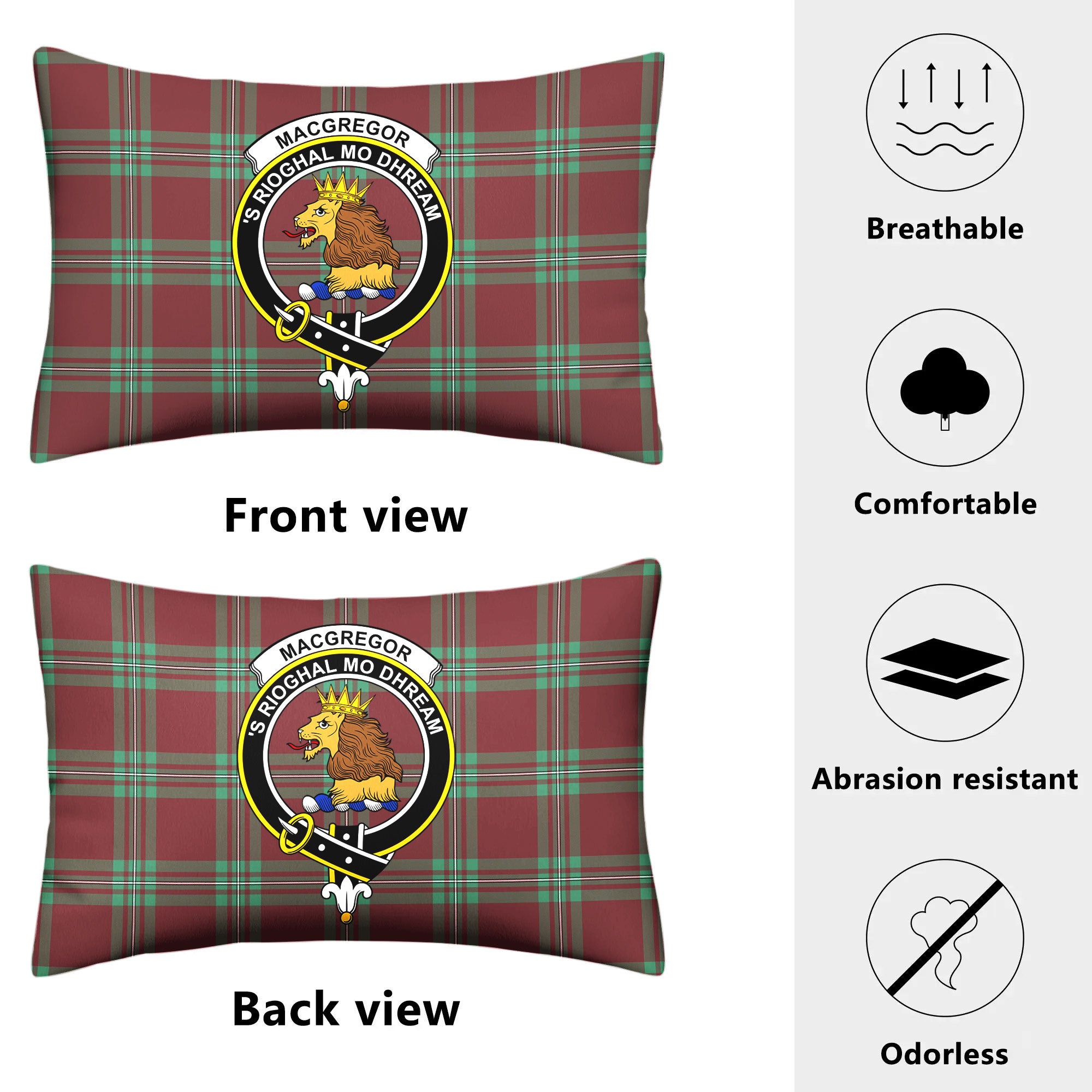 MacGregor Hunting Ancient Tartan Crest Pillow Cover