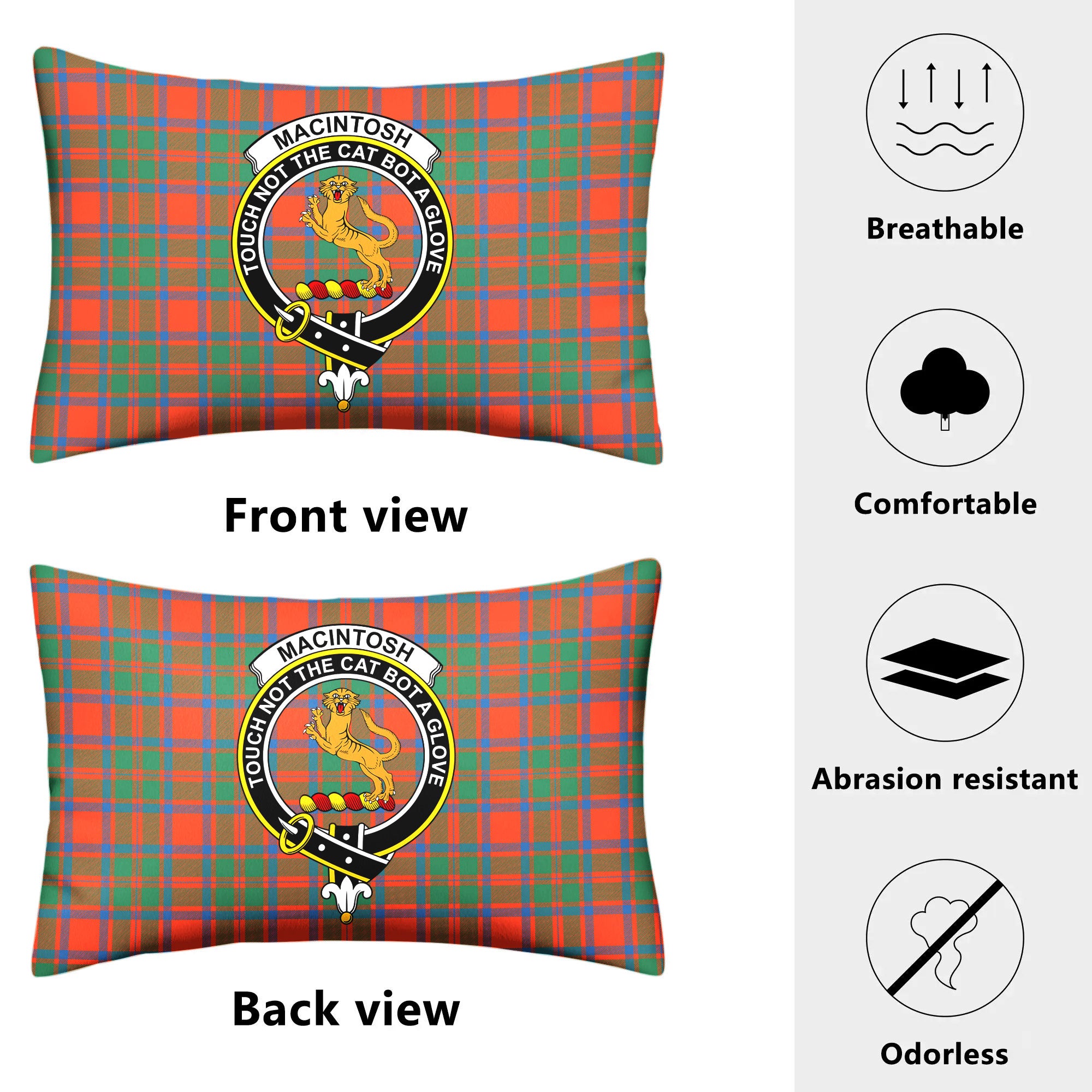 MacIntosh Ancient Tartan Crest Pillow Cover