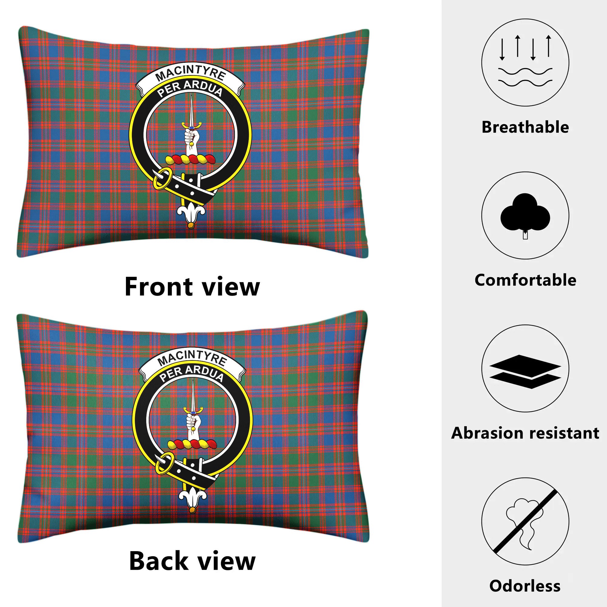 MacIntyre Ancient Tartan Crest Pillow Cover