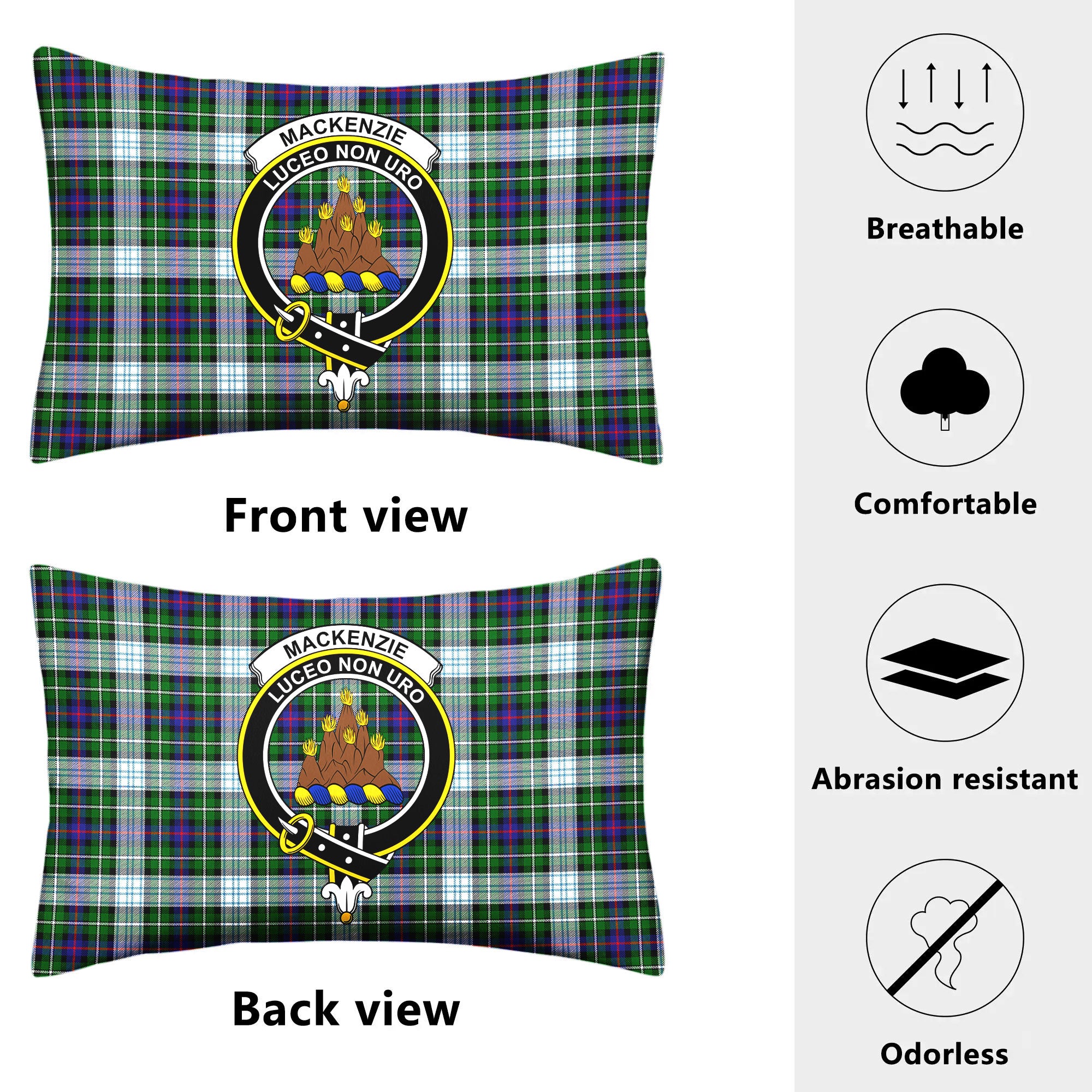 MacKenzie Dress Modern Tartan Crest Pillow Cover