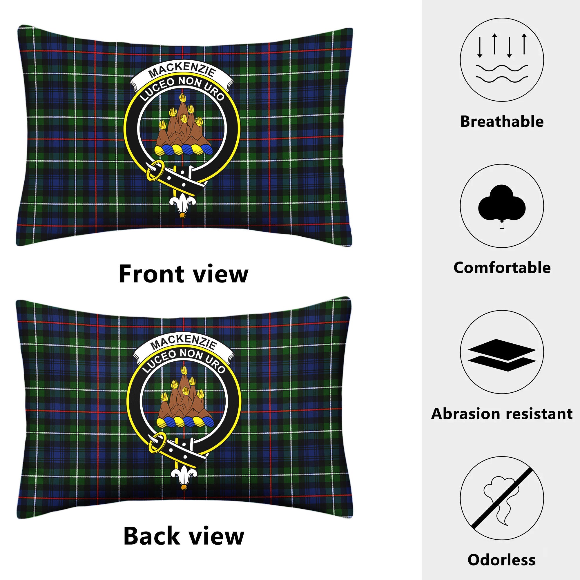 MacKenzie Modern Tartan Crest Pillow Cover