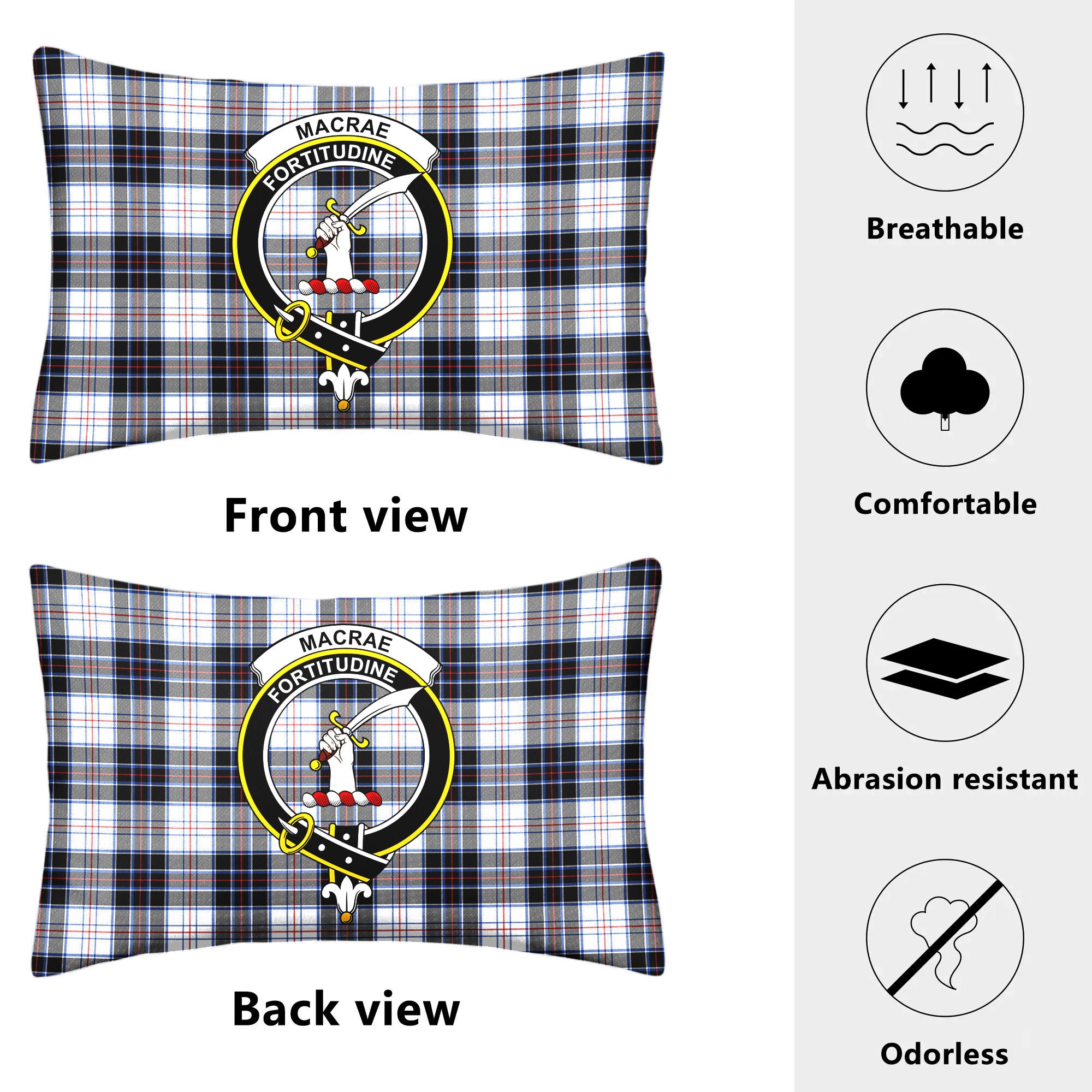 MacRae Dress Modern Tartan Crest Pillow Cover