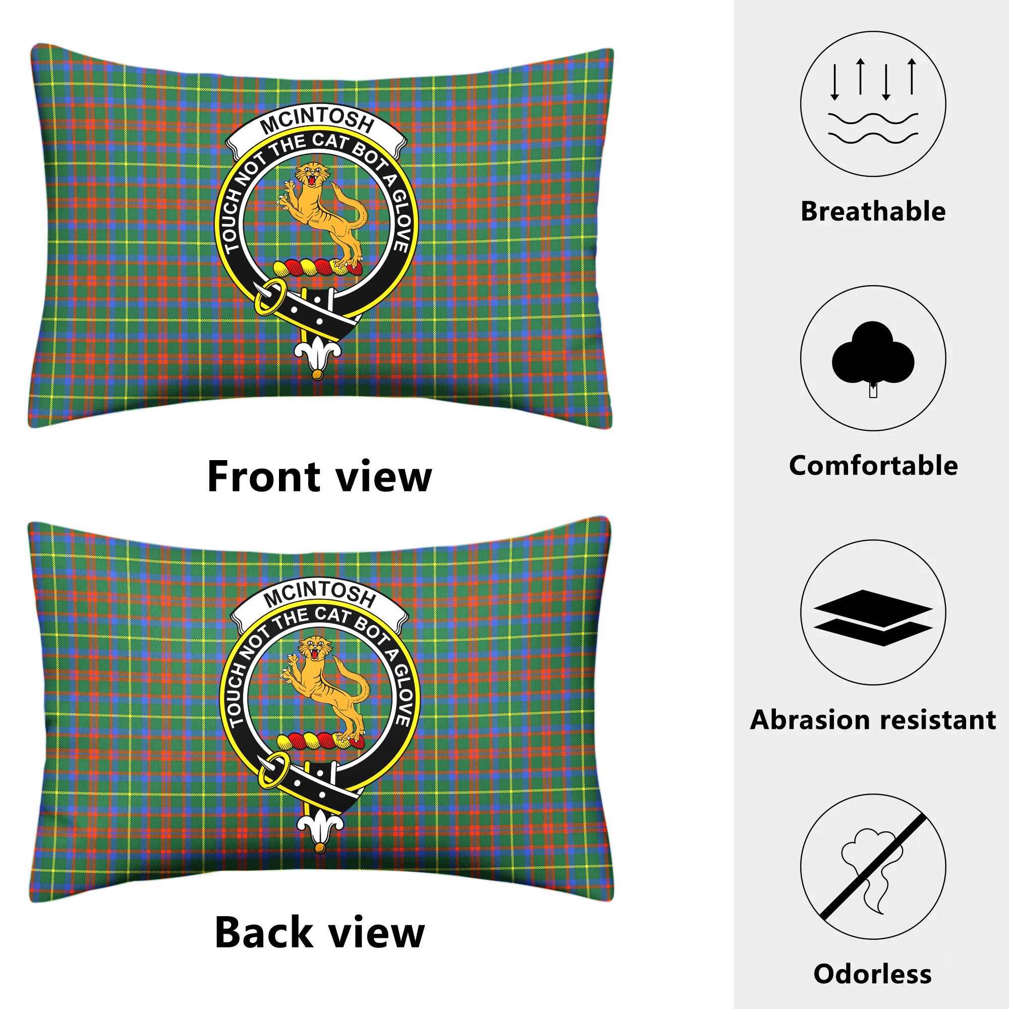 McIntosh Hunting Ancient Tartan Crest Pillow Cover