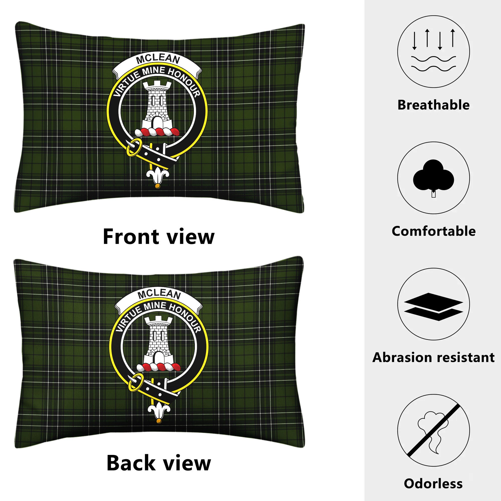 McLean Hunting Tartan Crest Pillow Cover