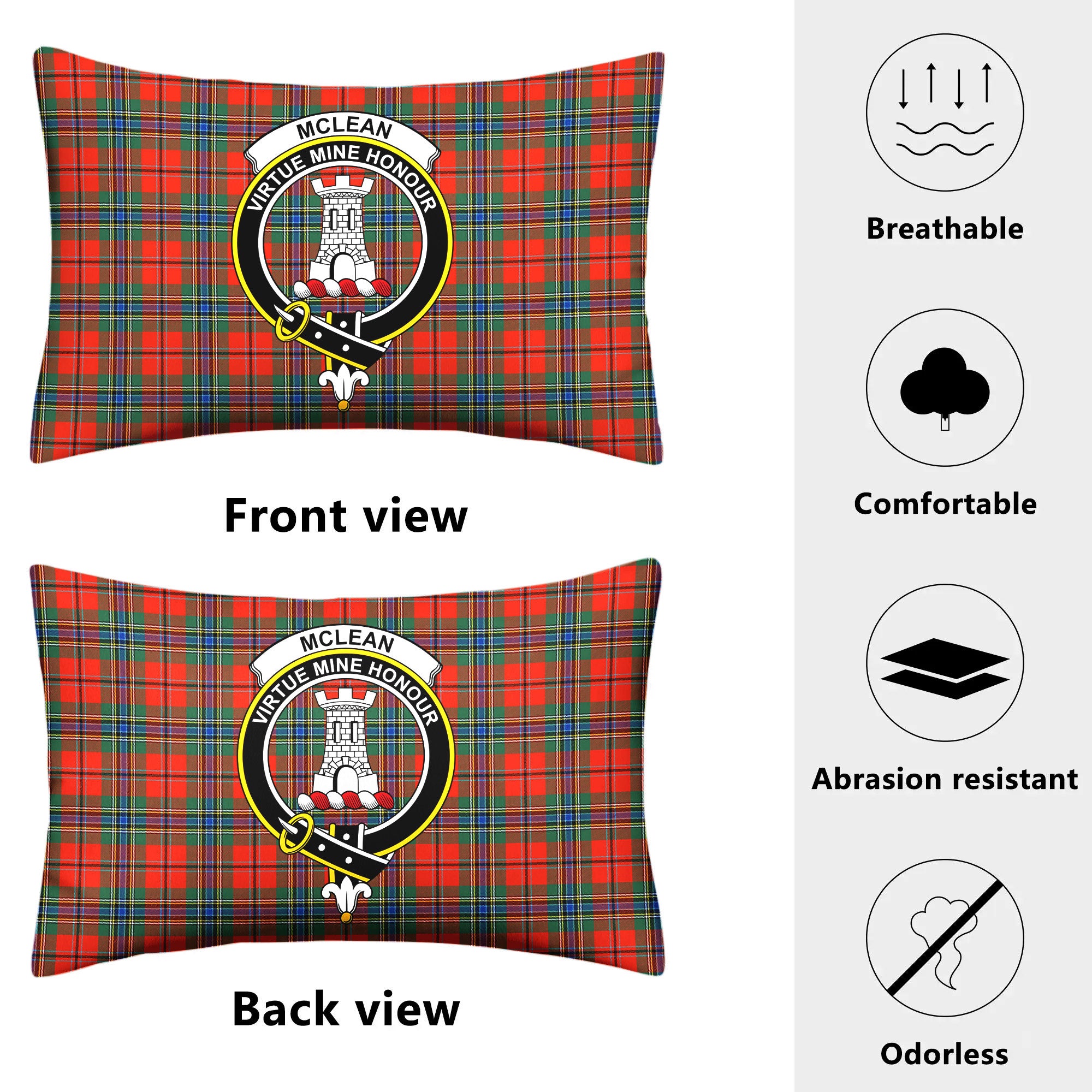 McLean of Duart Ancient Tartan Crest Pillow Cover