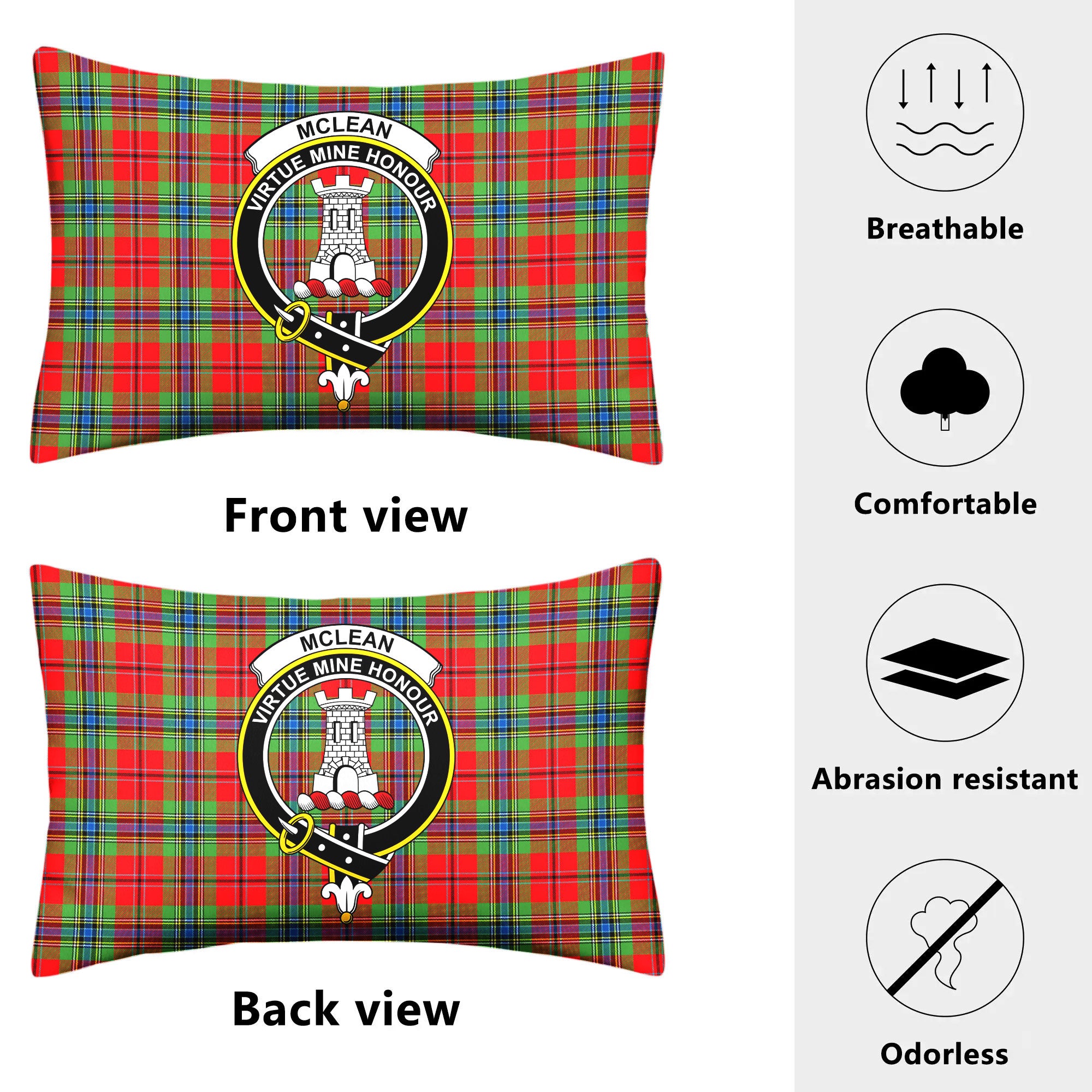 McLean of Duart Modern Tartan Crest Pillow Cover