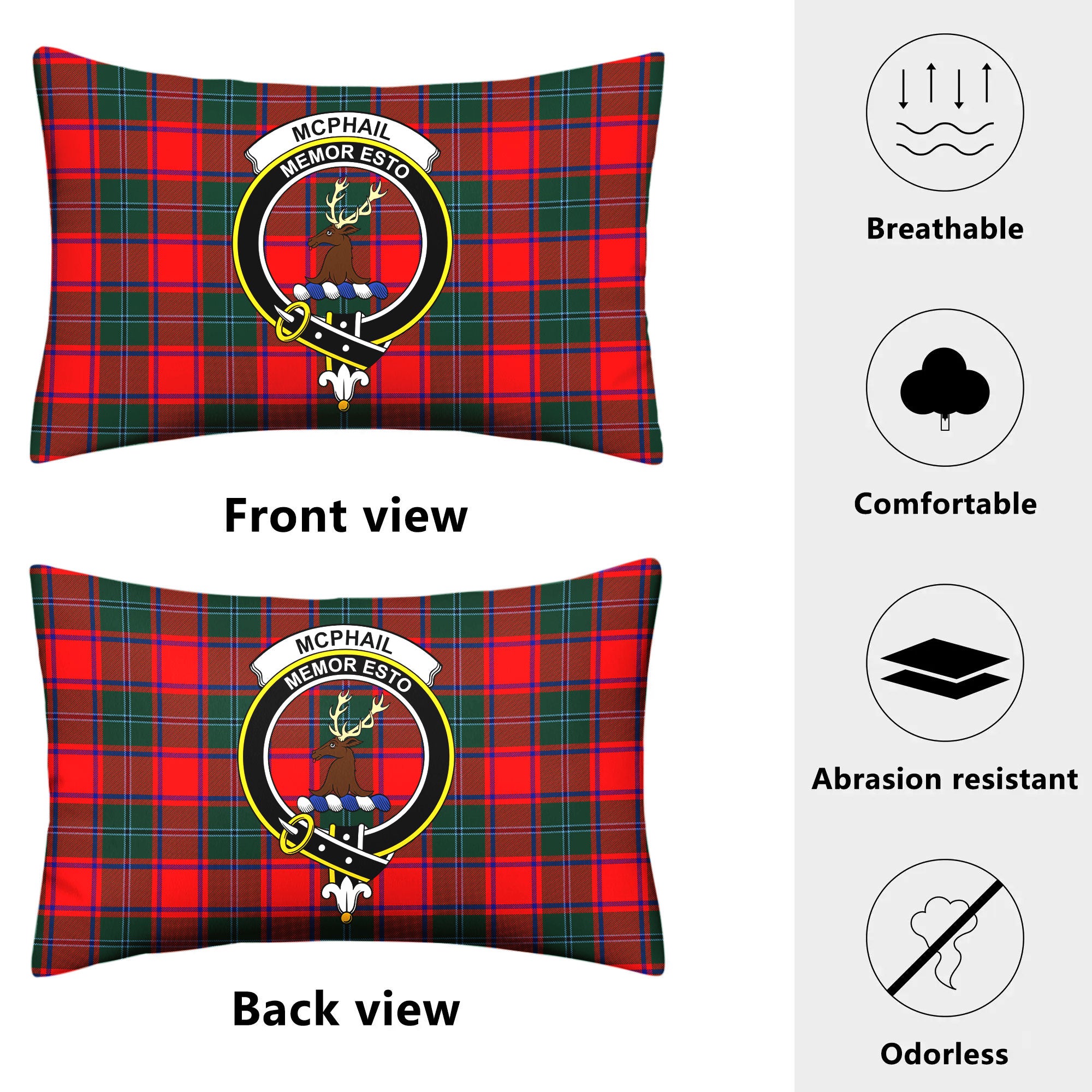 McPhail Clan Tartan Crest Pillow Cover