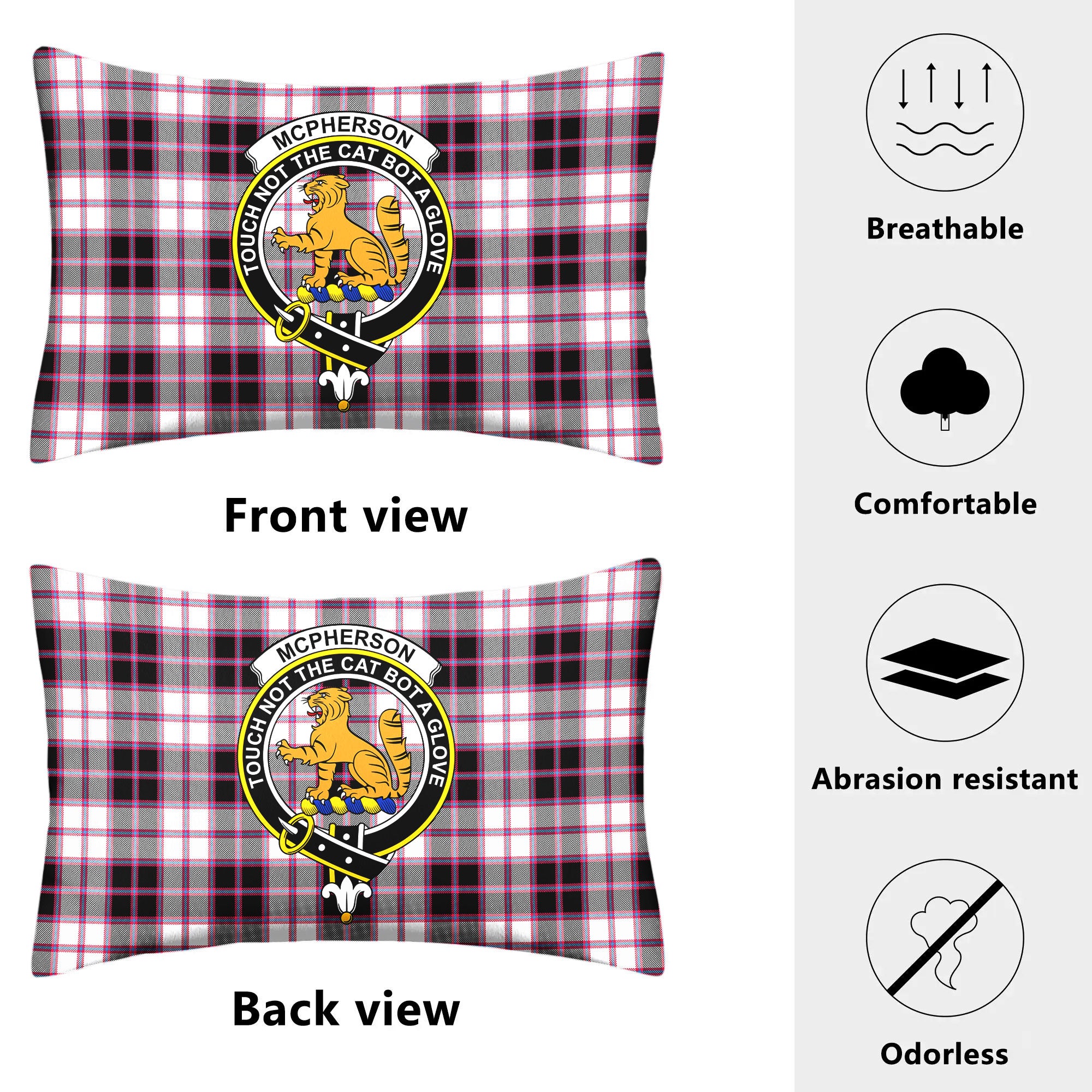 McPherson Hunting Modern Tartan Crest Pillow Cover