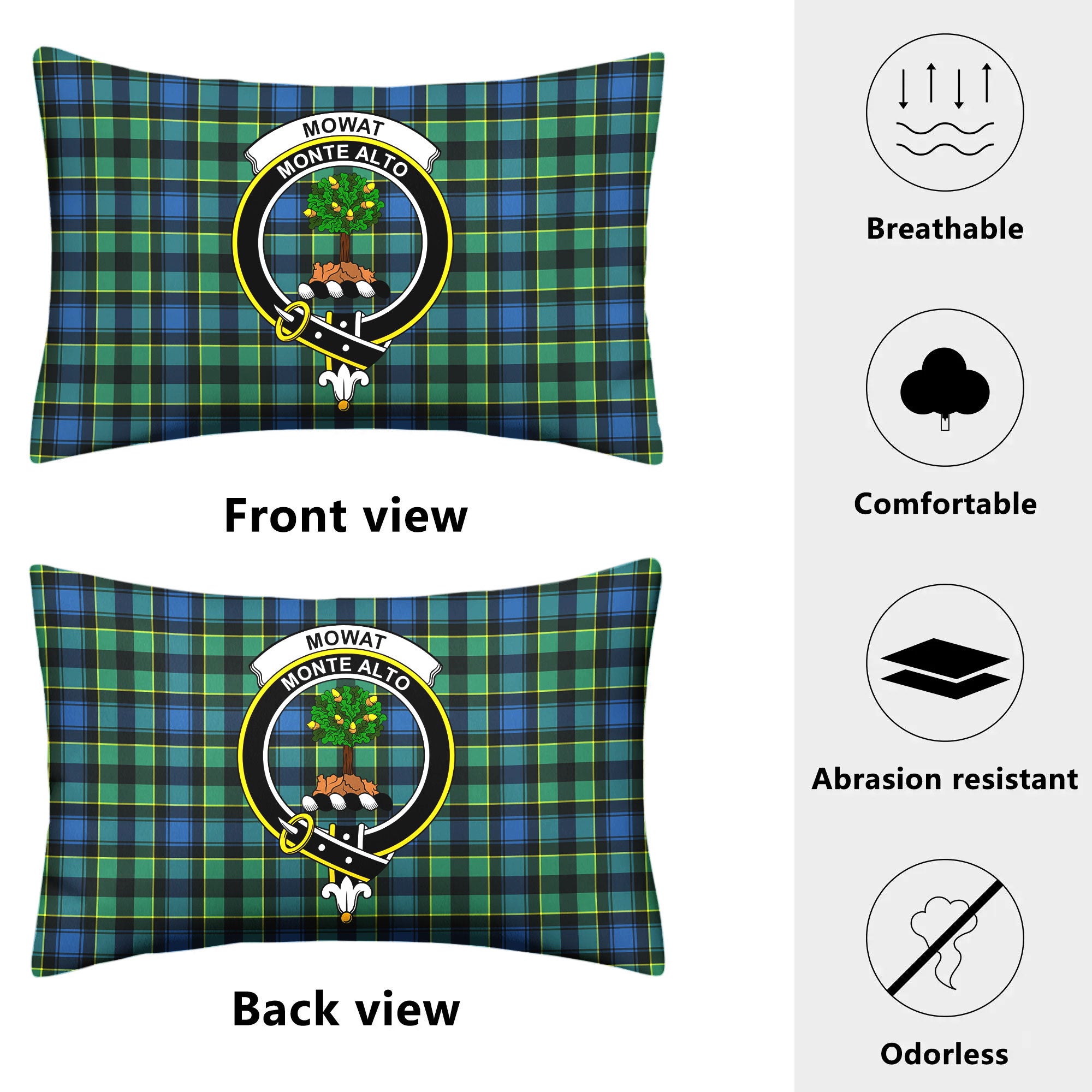 Mowat Ancient Tartan Crest Pillow Cover