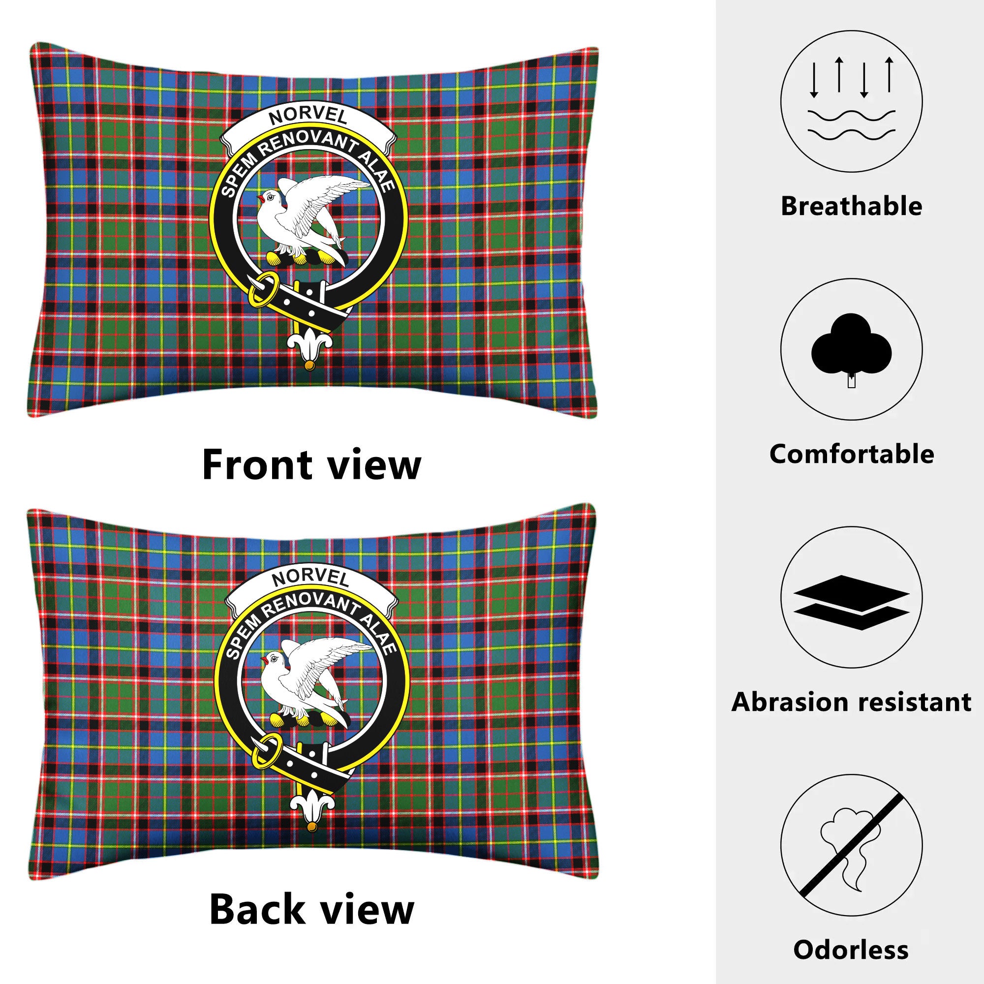 Norvel (or Norvill) Tartan Crest Pillow Cover