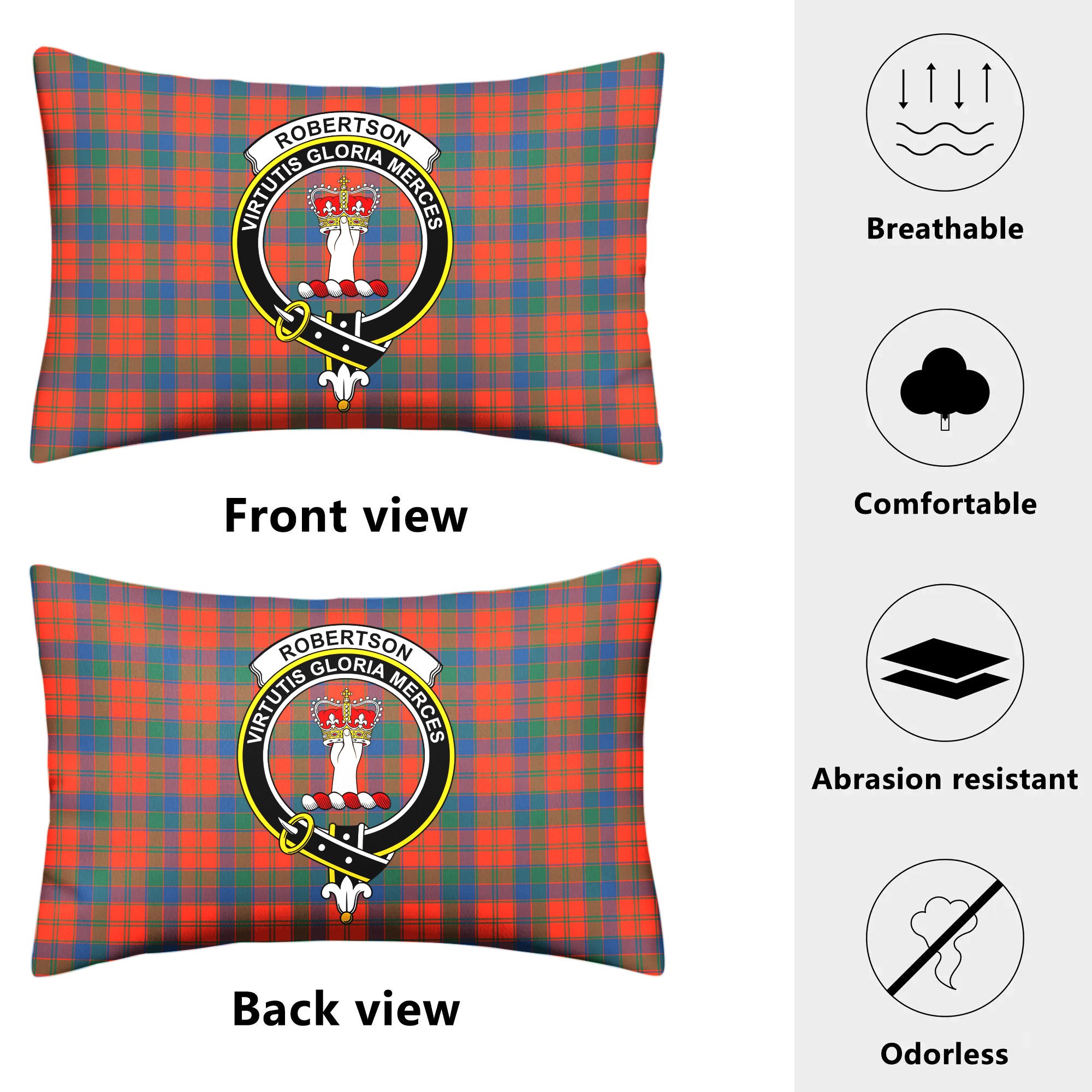 Robertson Ancient Tartan Crest Pillow Cover