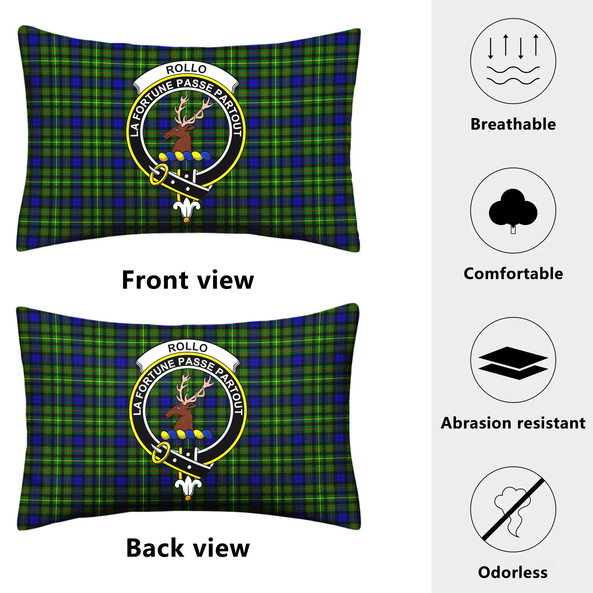 Rollo Modern Tartan Crest Pillow Cover