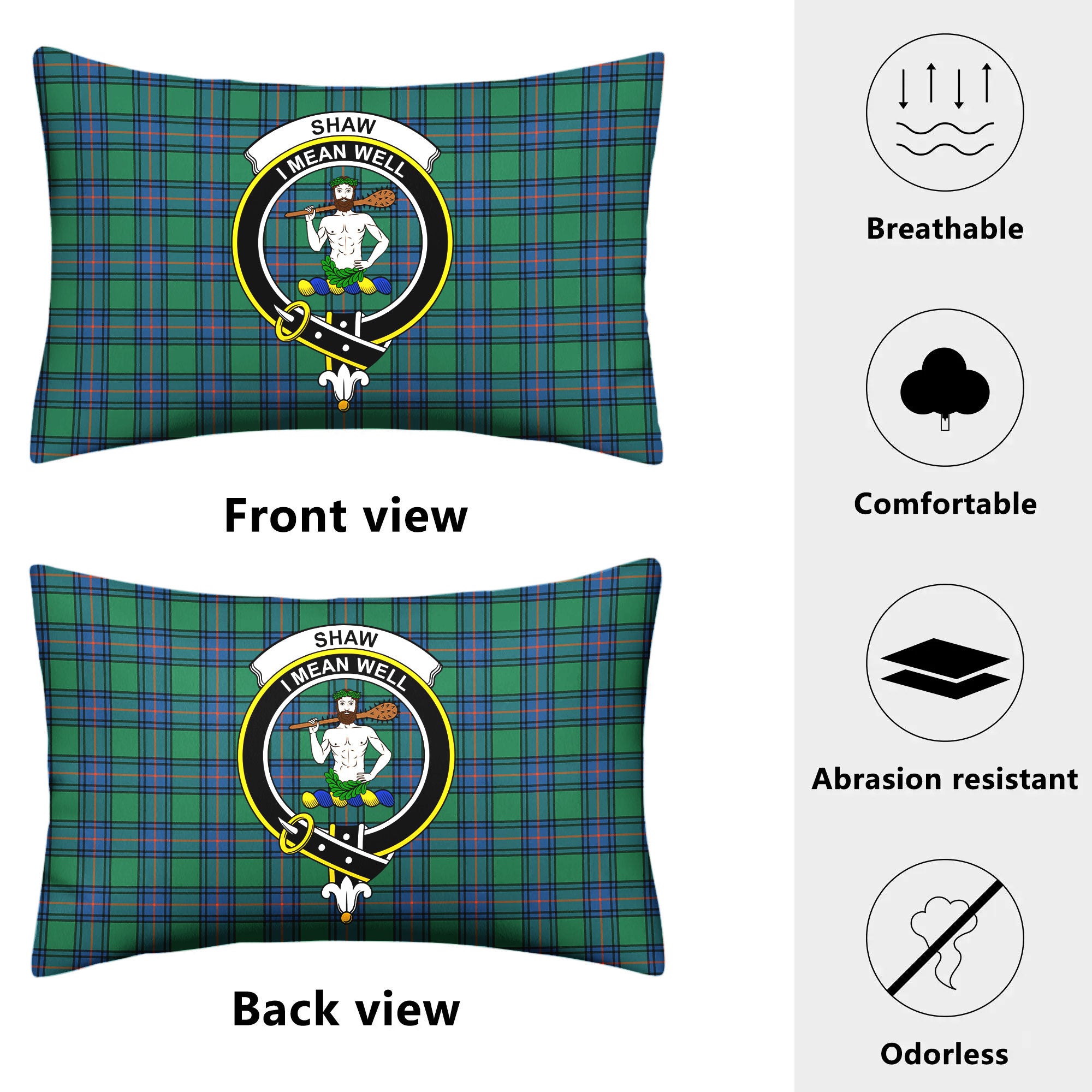 Shaw (of Sauchie) Ancient Tartan Crest Pillow Cover