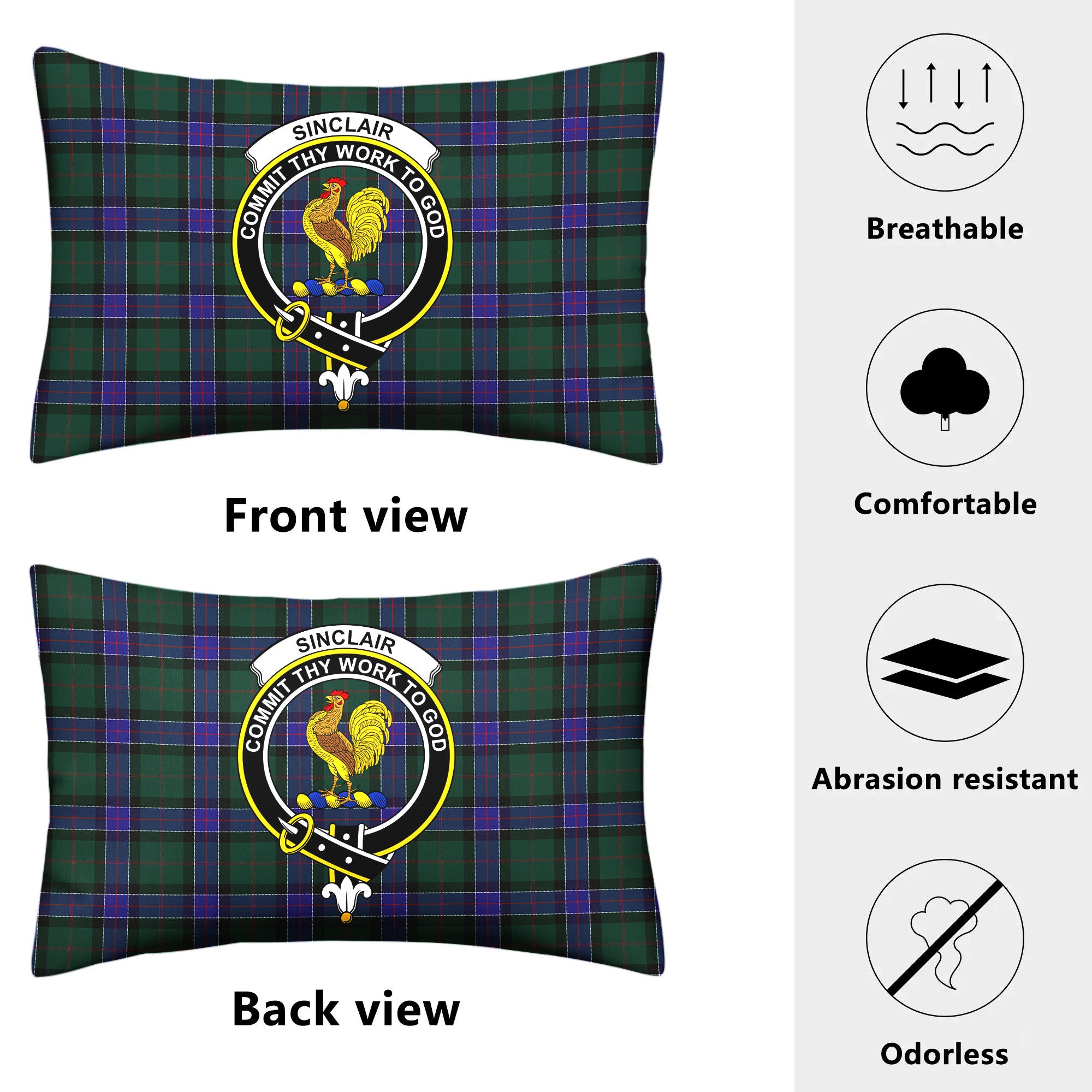 Sinclair Hunting Modern Tartan Crest Pillow Cover