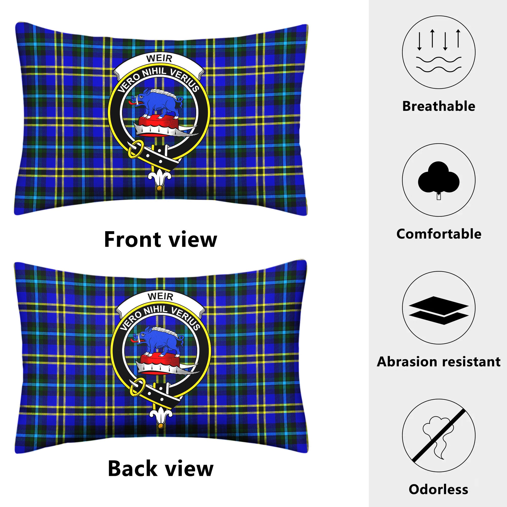 Weir Modern Tartan Crest Pillow Cover