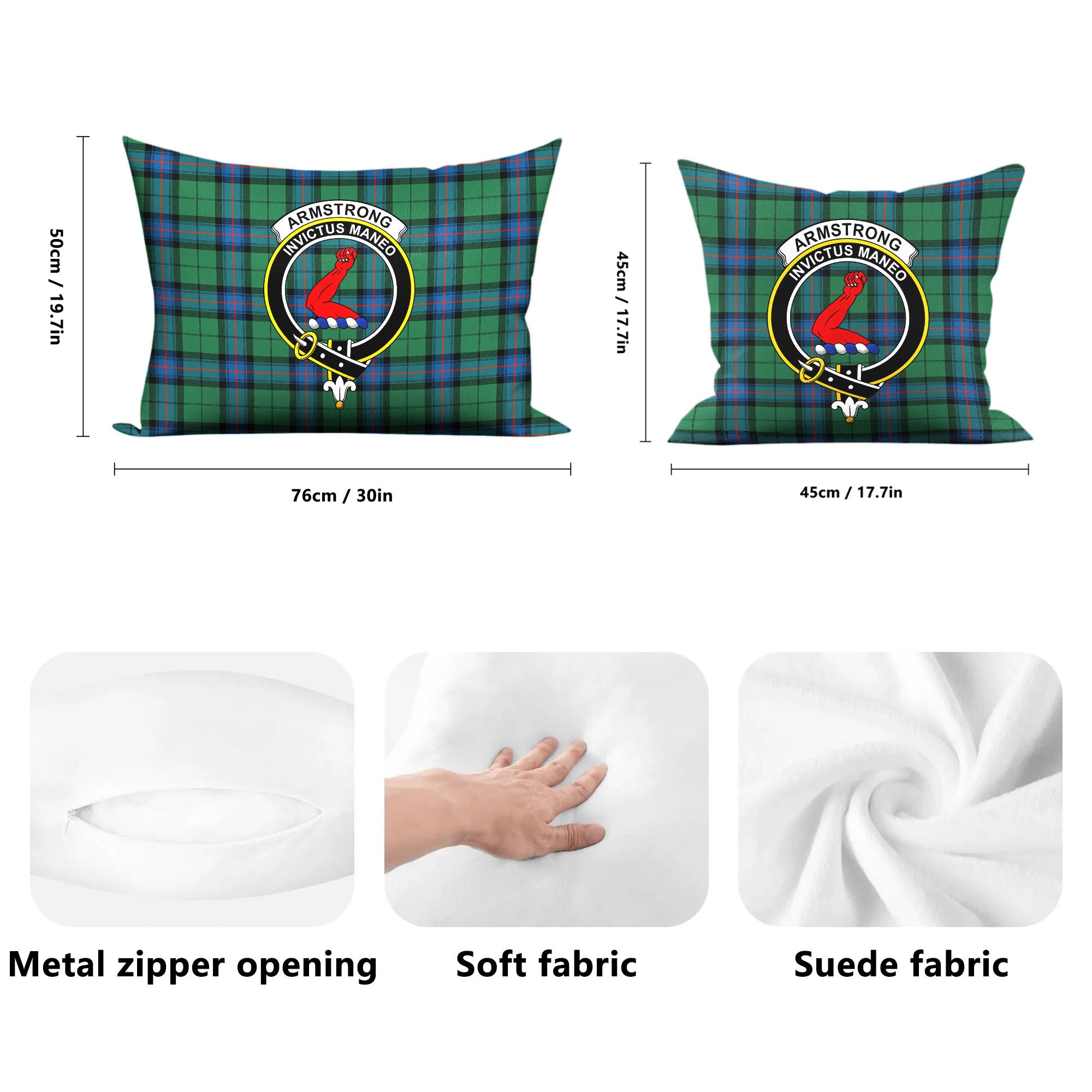 Armstrong Ancient Tartan Crest Pillow Cover