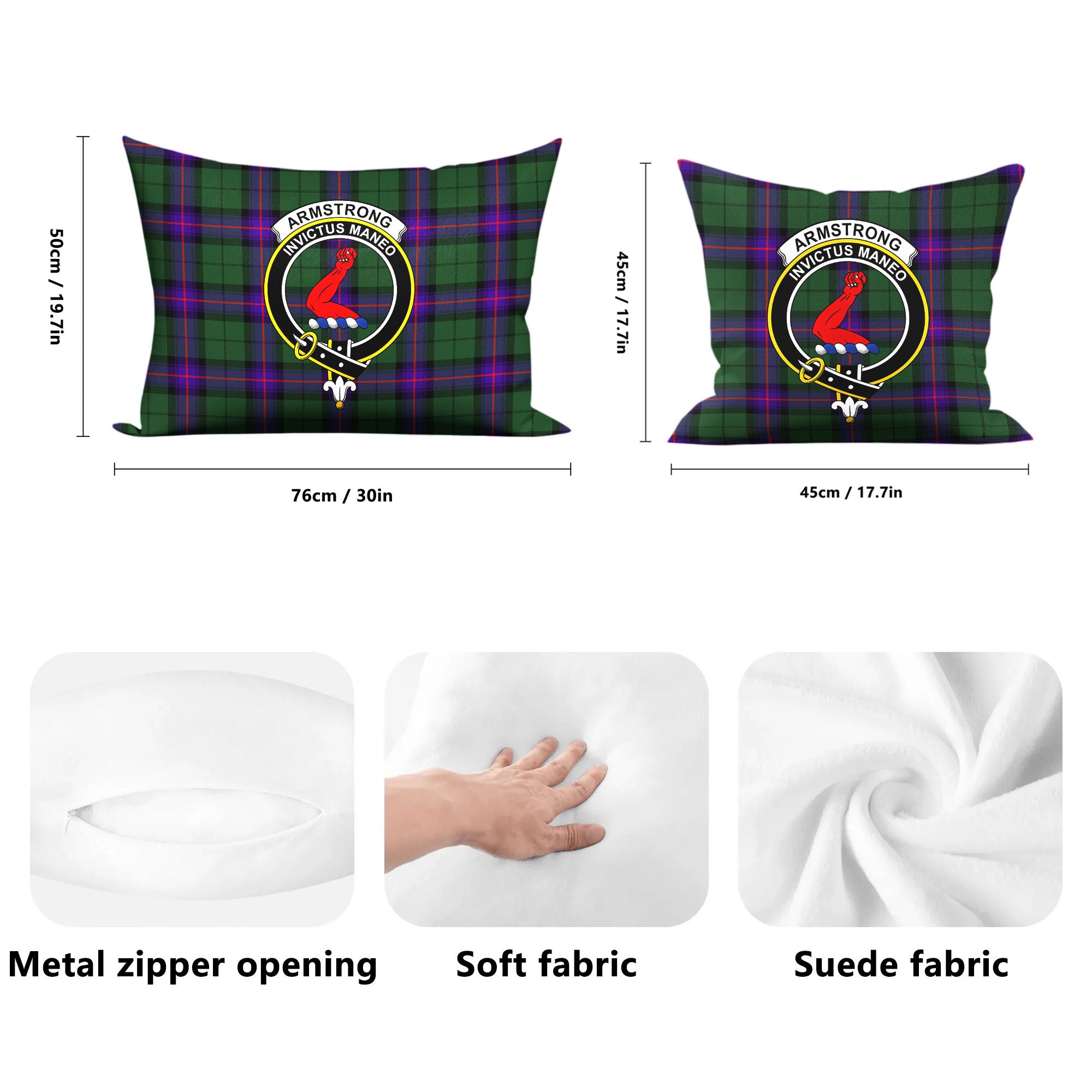 Armstrong Modern Tartan Crest Pillow Cover