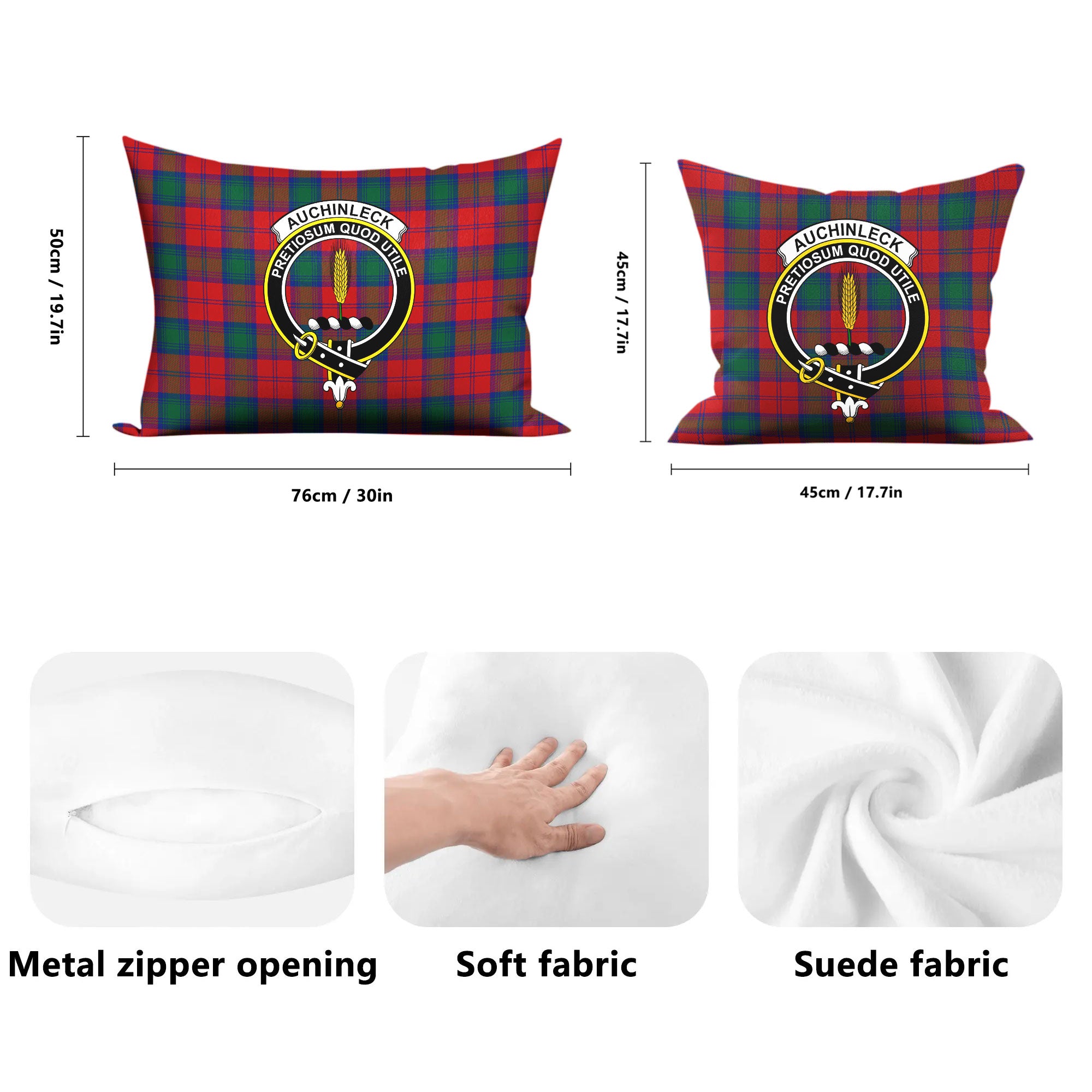 Auchinleck Tartan Crest Pillow Cover